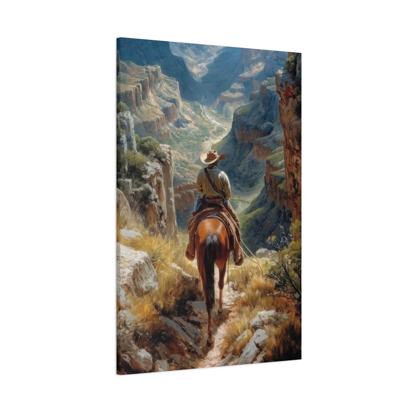 Cowboy Looking At Valley Wall Art & Canvas Prints