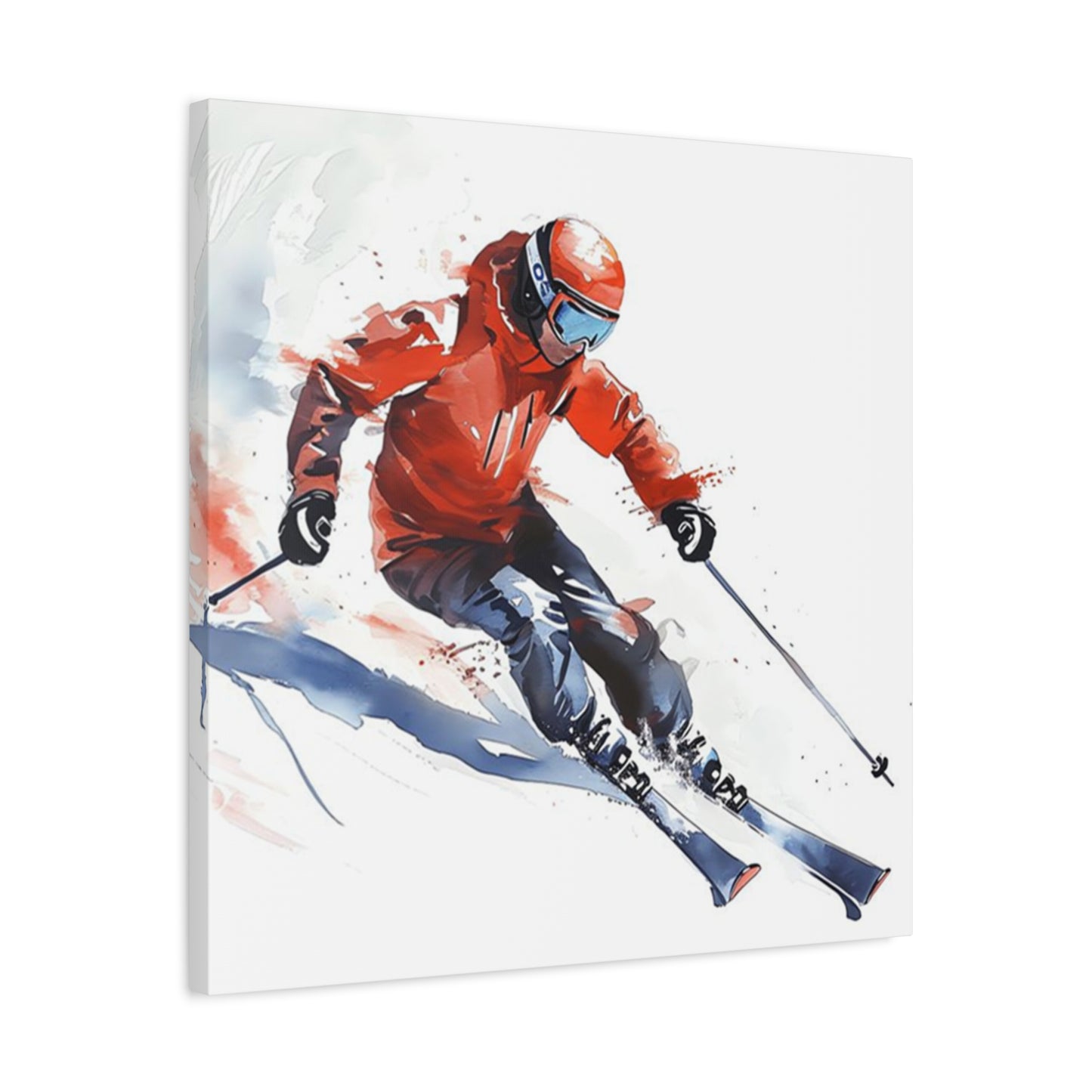 Skiing In Snow Painting Wall Art & Canvas Prints