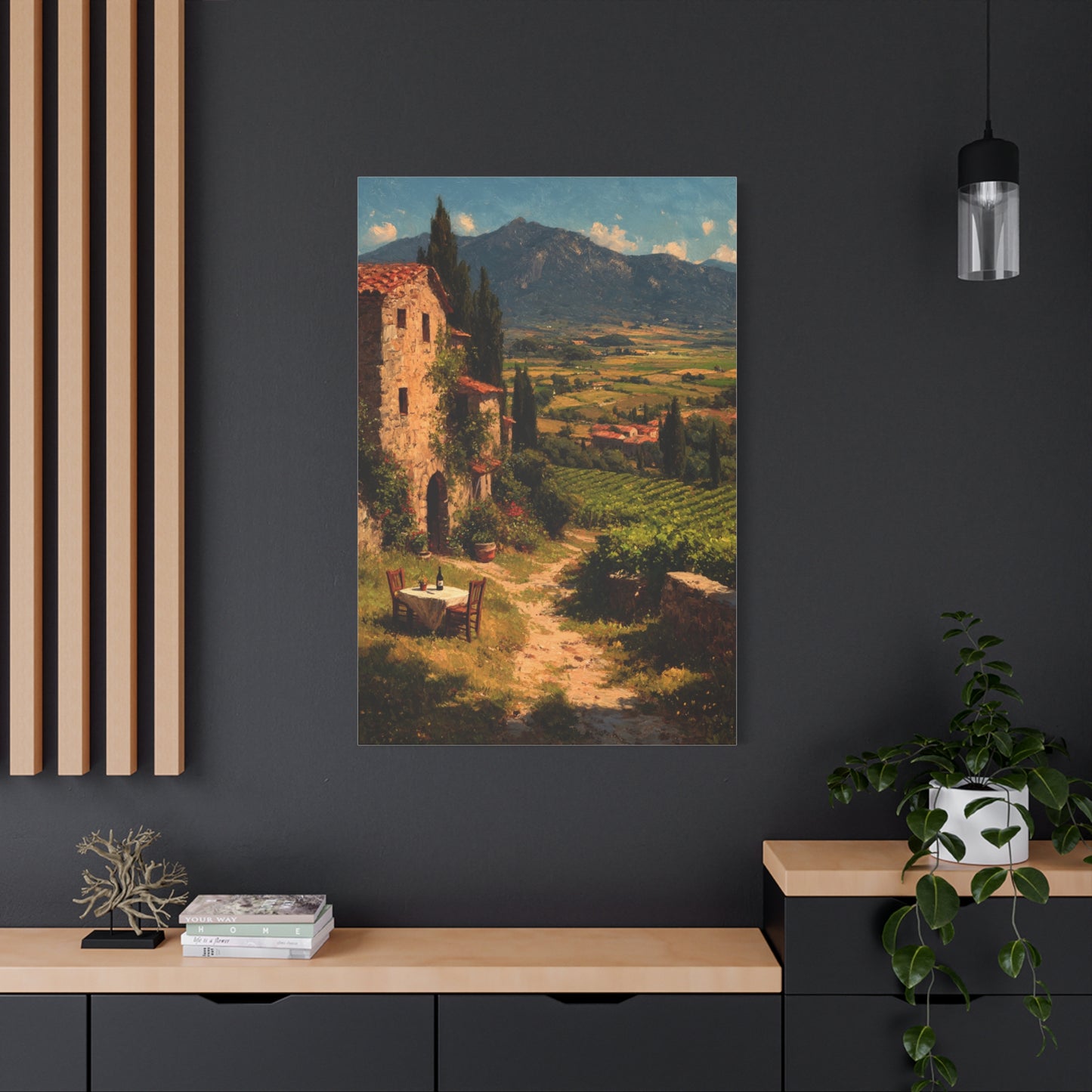 Tuscan Vineyard Farmhouse Lunch Scene Wall Art & Canvas Print