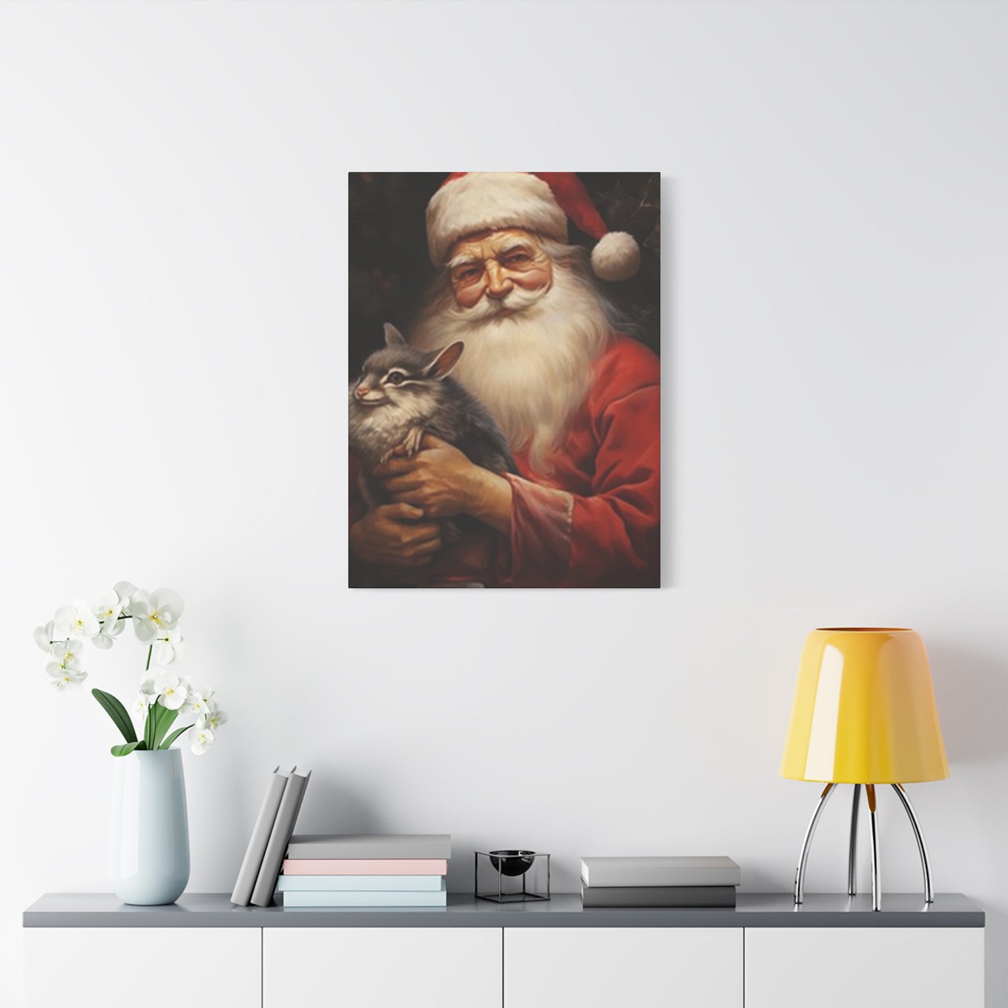 Santa Claus With A Fat Rat Painting Wall Art & Canvas Prints