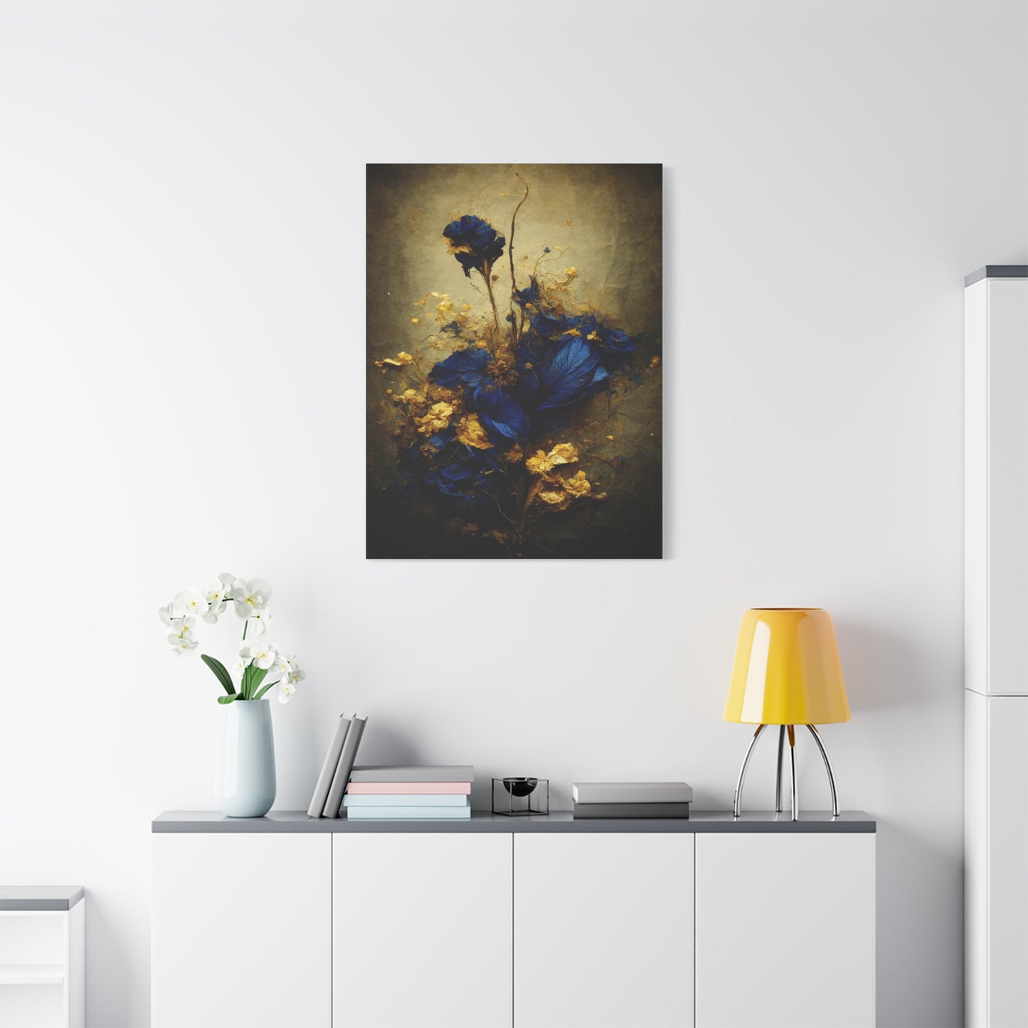 Blue and Gold Bouquet Wall Art & Canvas Prints