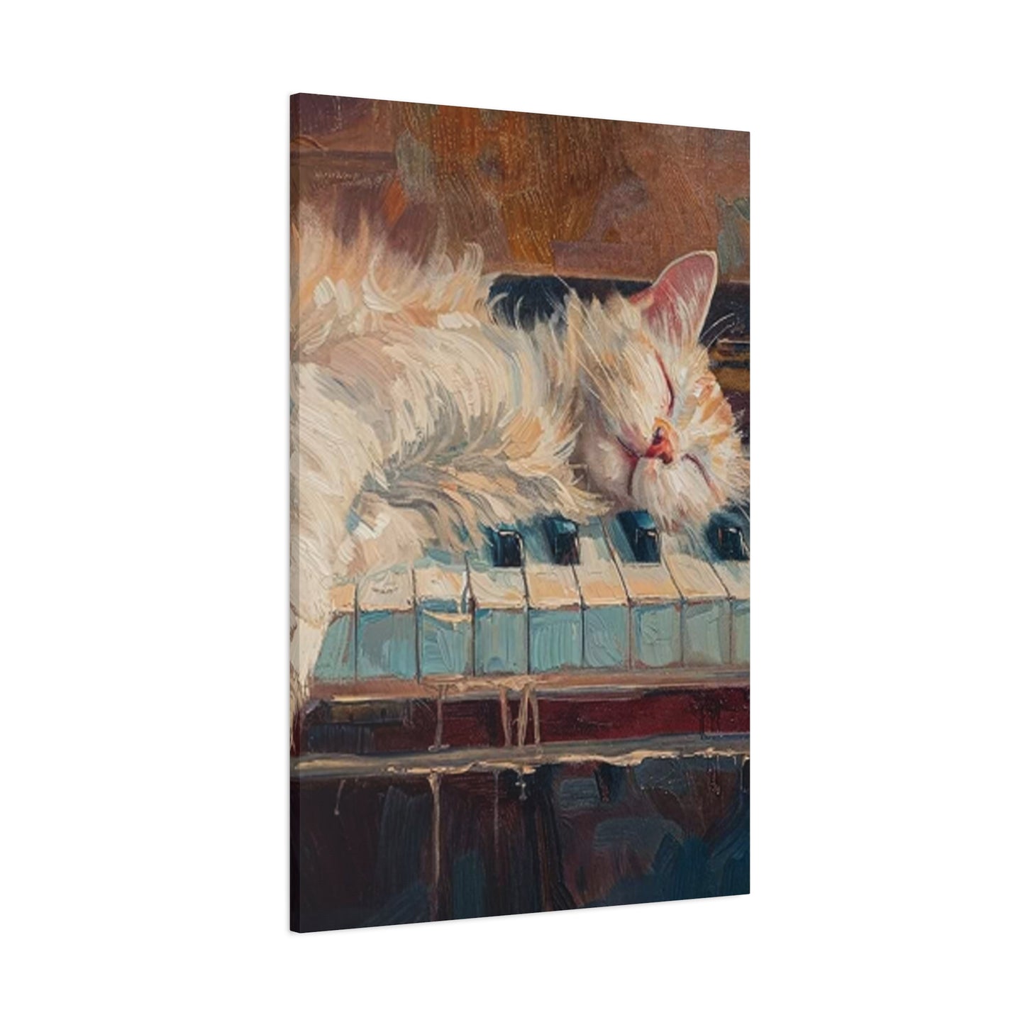 Cat Sleeping On Piano Wall Art & Canvas Prints