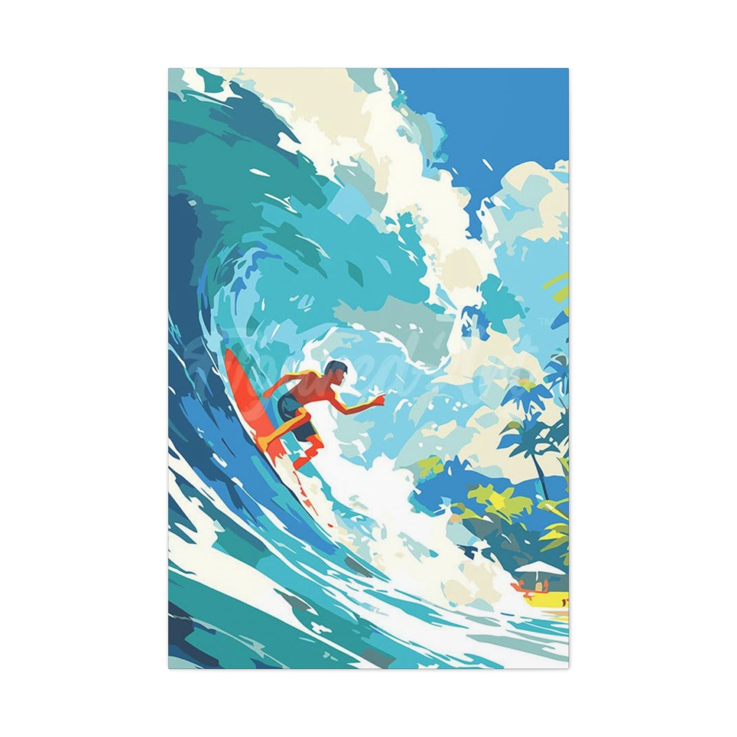 Wave Surfing Abstract Poster Wall Art & Canvas Prints
