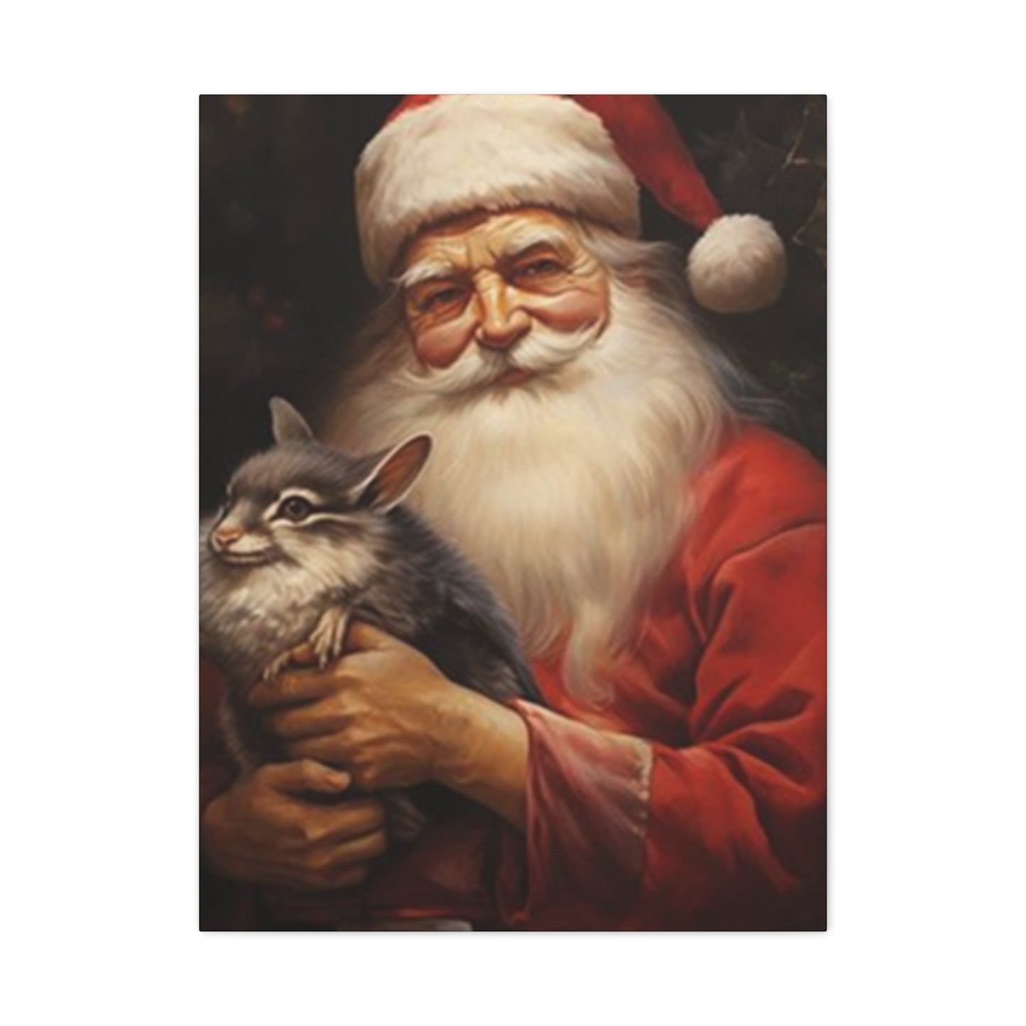 Santa Claus With A Fat Rat Painting Wall Art & Canvas Prints