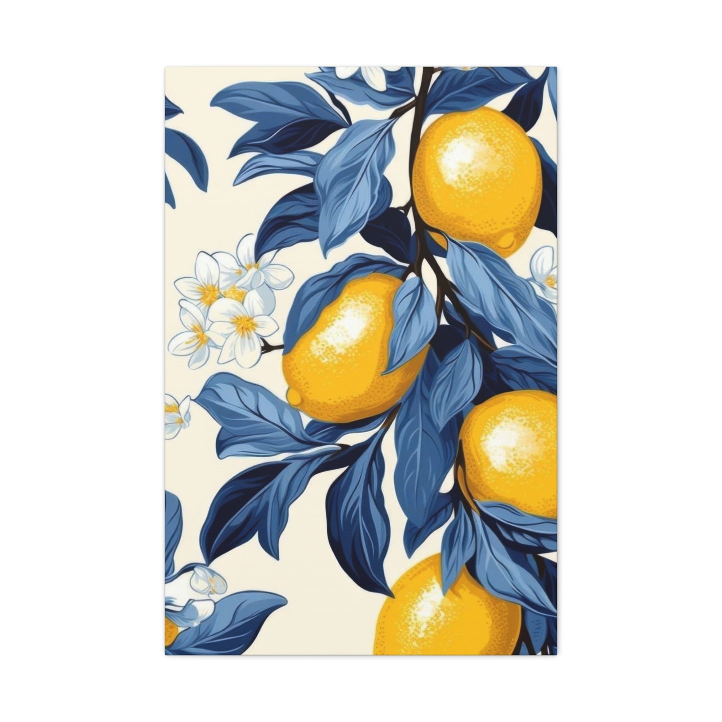Lemon Blue Leaves Wall Art & Canvas Prints