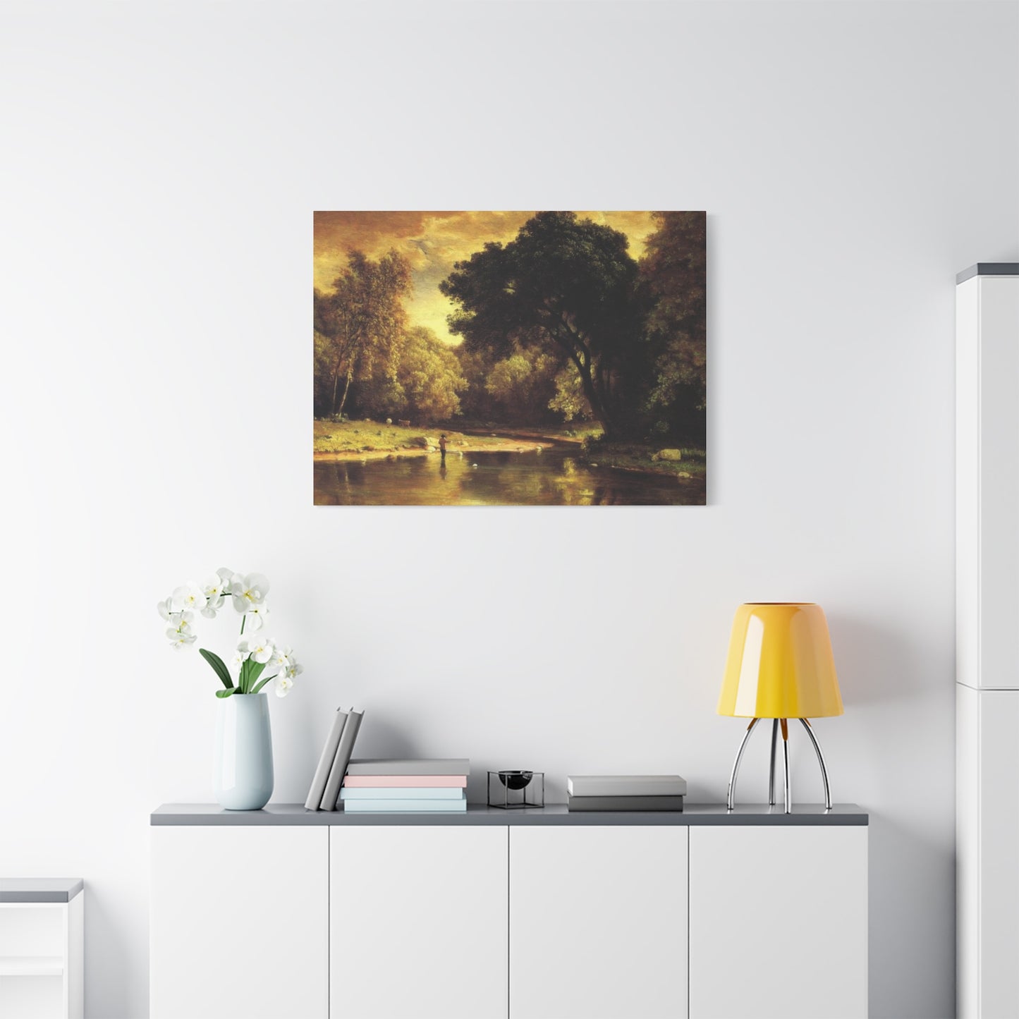 Fisherman In A Stream George Inness Wall Art & Canvas Prints