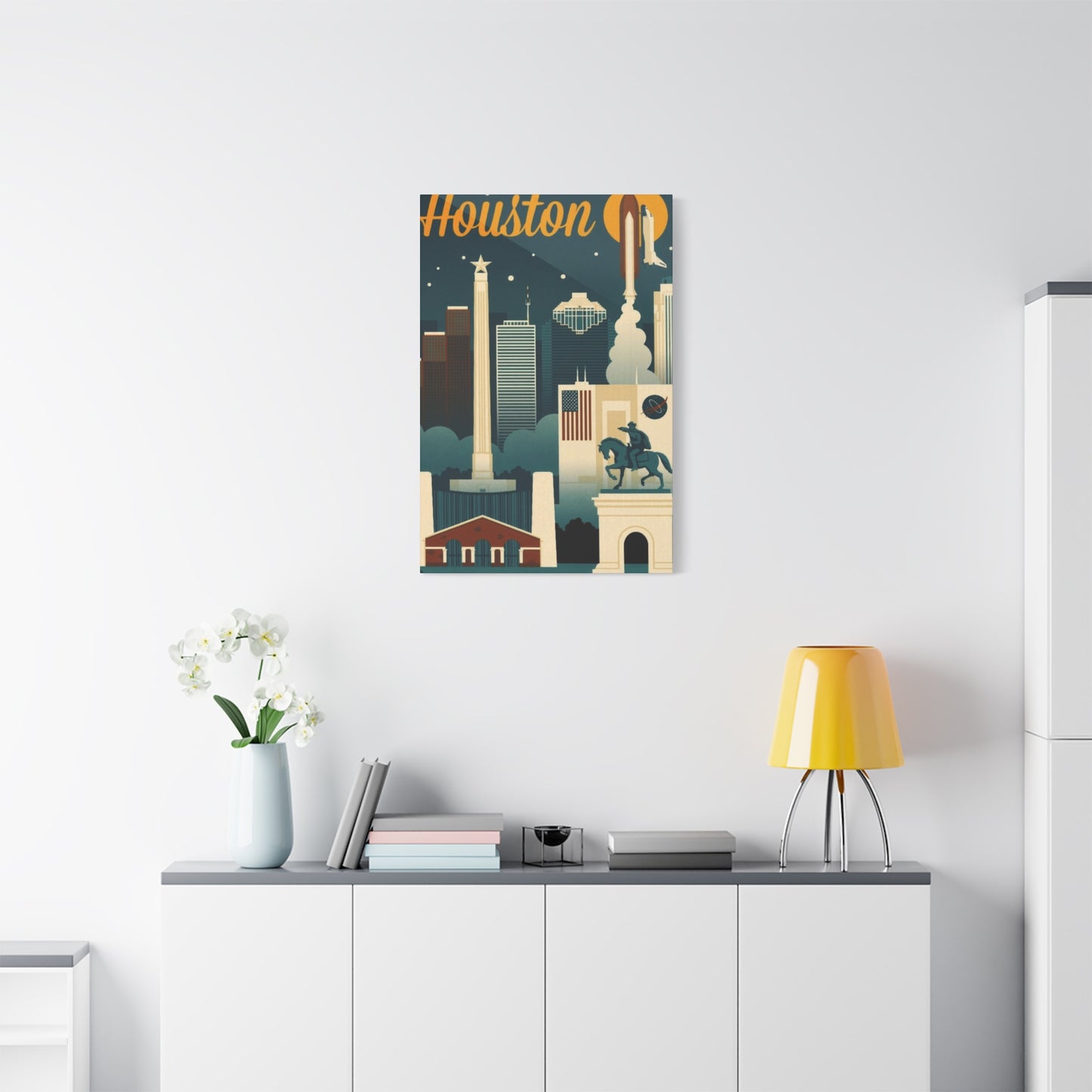 Houston Skyline Retro Wall Art & Canvas Prints