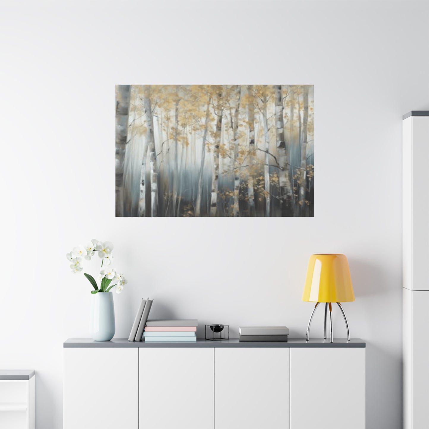 Close Birch Trees Painting Wall Art & Canvas Prints