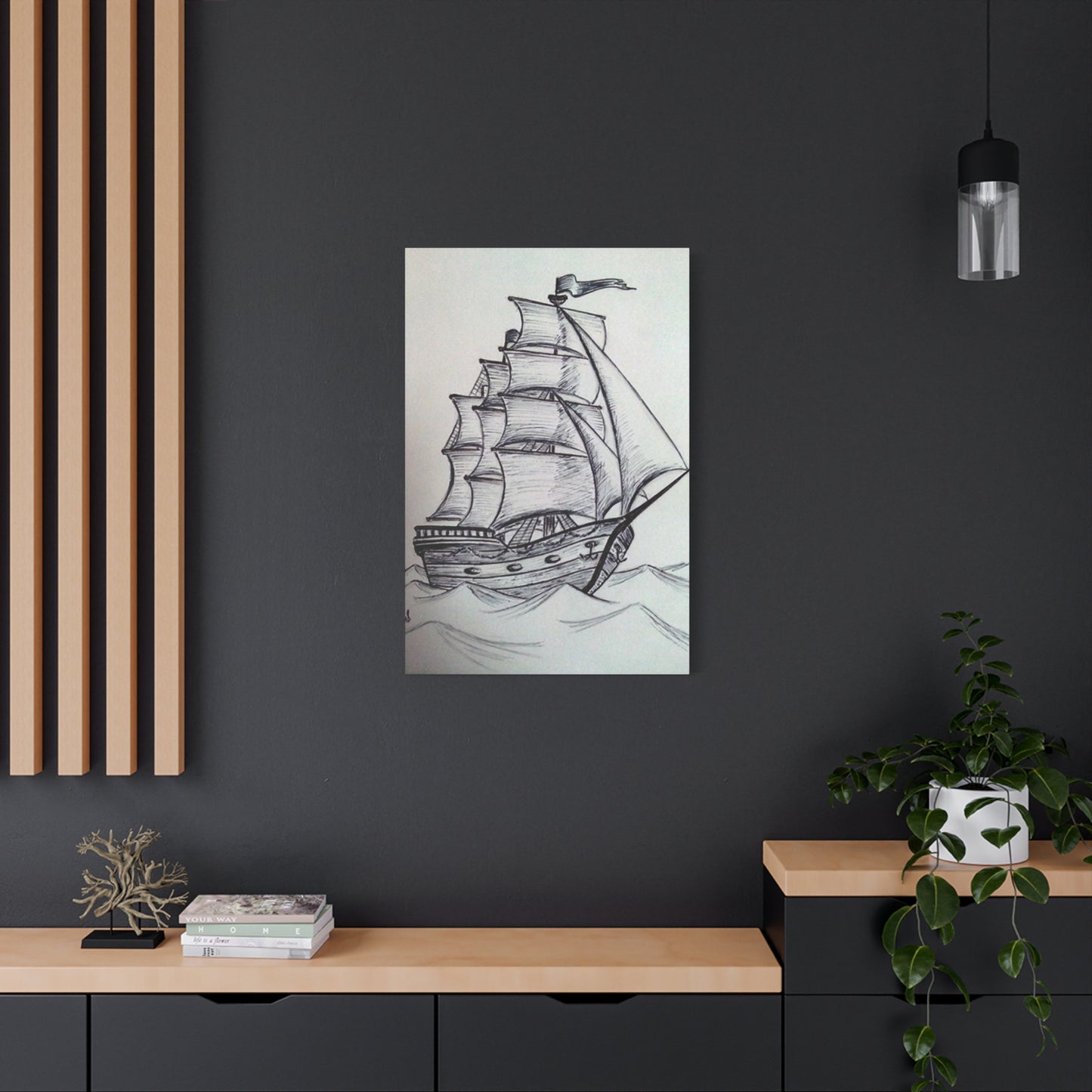 Ship Sailing Drawing Wall Art & Canvas Prints