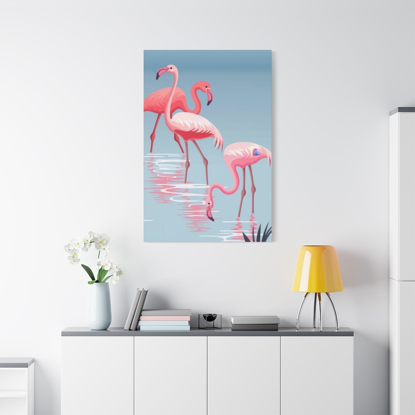 Flamingo Flock In Water 2 Wall Art & Canvas Prints