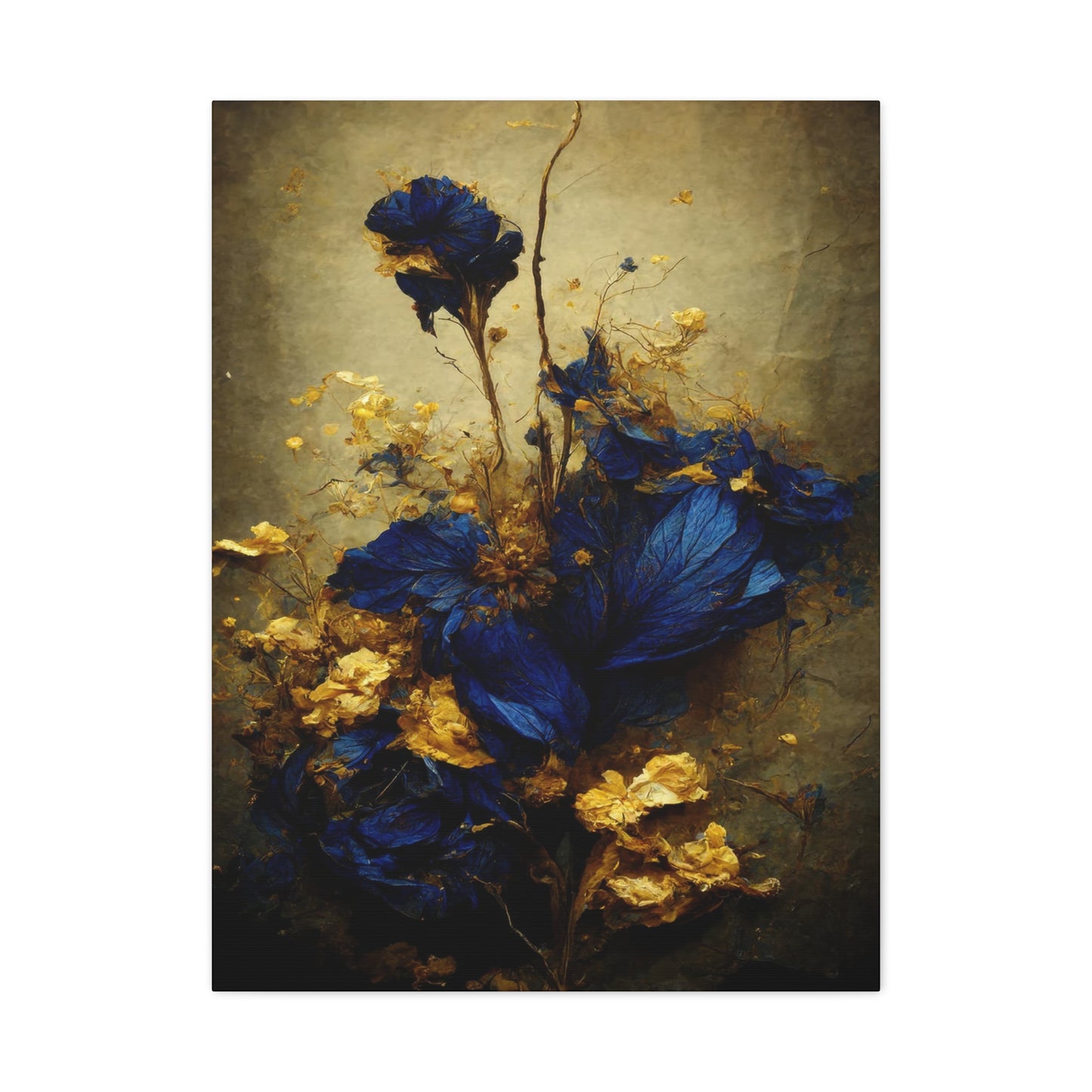Blue and Gold Bouquet Wall Art & Canvas Prints