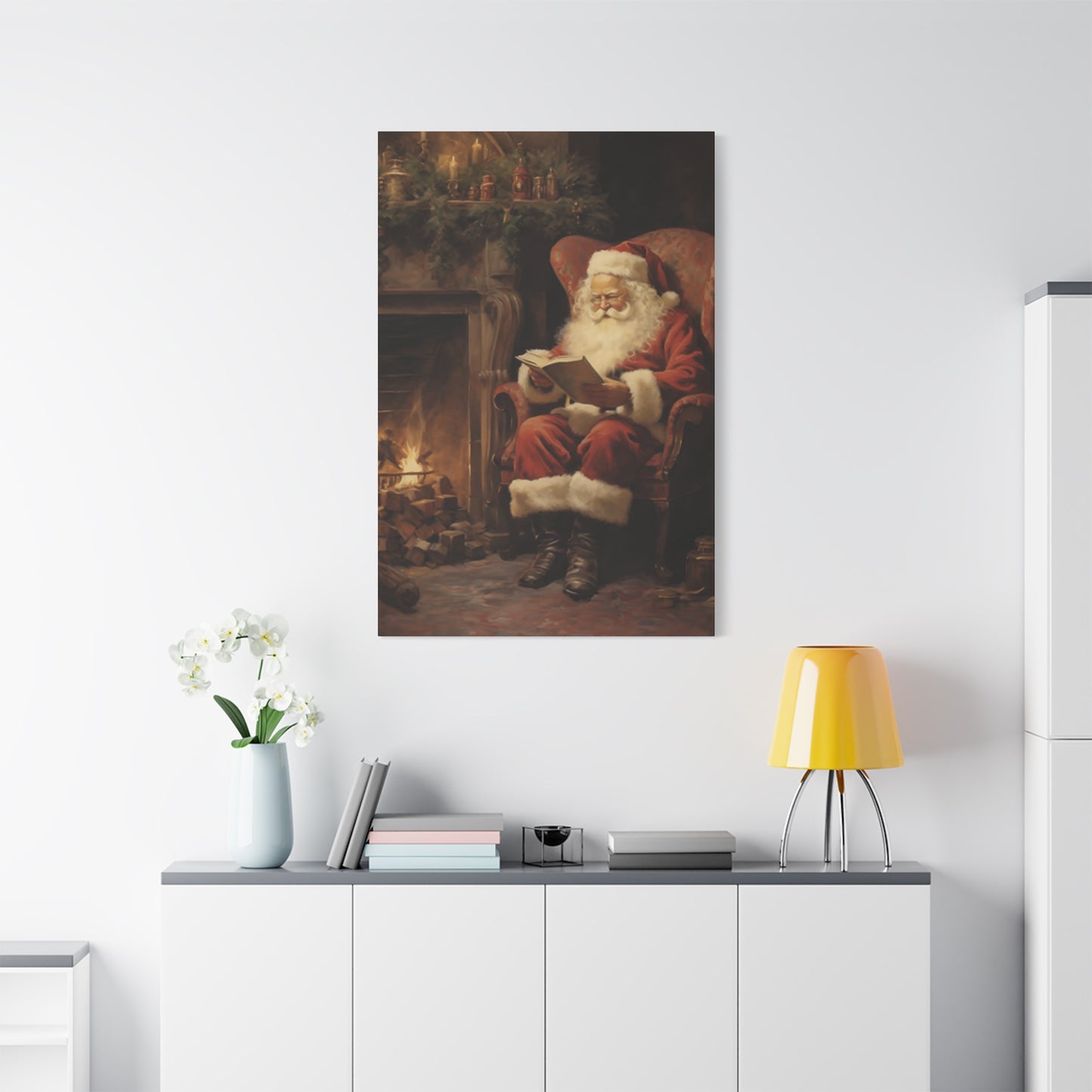 Santa Claus Reading A Book Wall Art & Canvas Prints