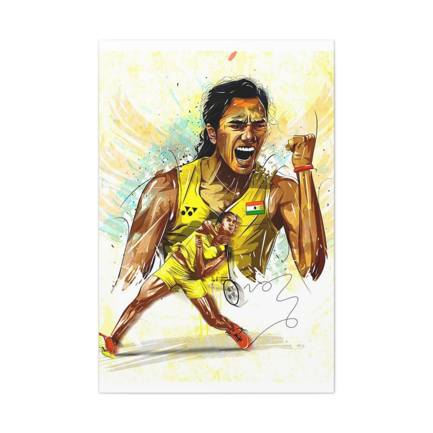 Abstract Badminton Player PV Sindhu Poster Wall Art & Canvas Prints