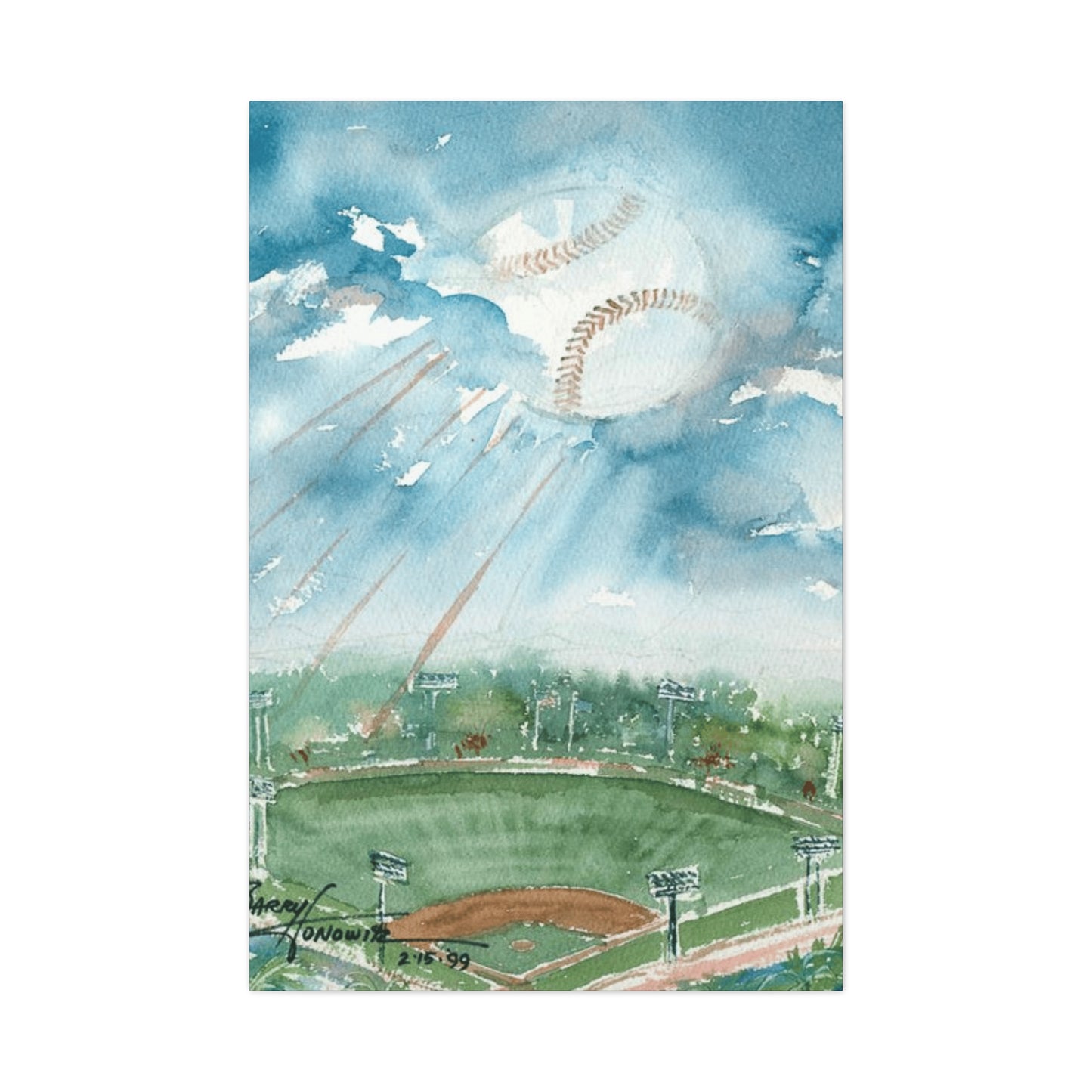 Baseball Water Painting Wall Art & Canvas Prints
