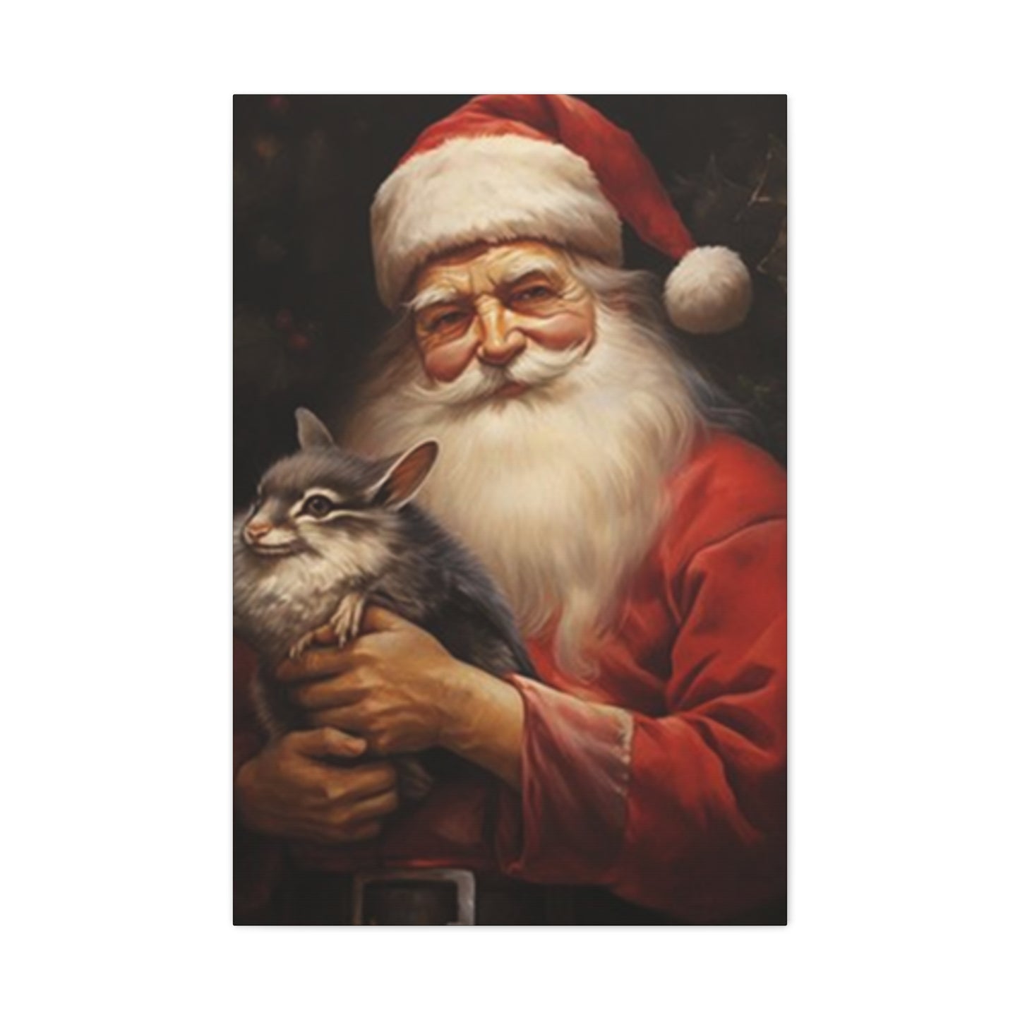 Santa Claus With A Fat Rat Painting Wall Art & Canvas Prints