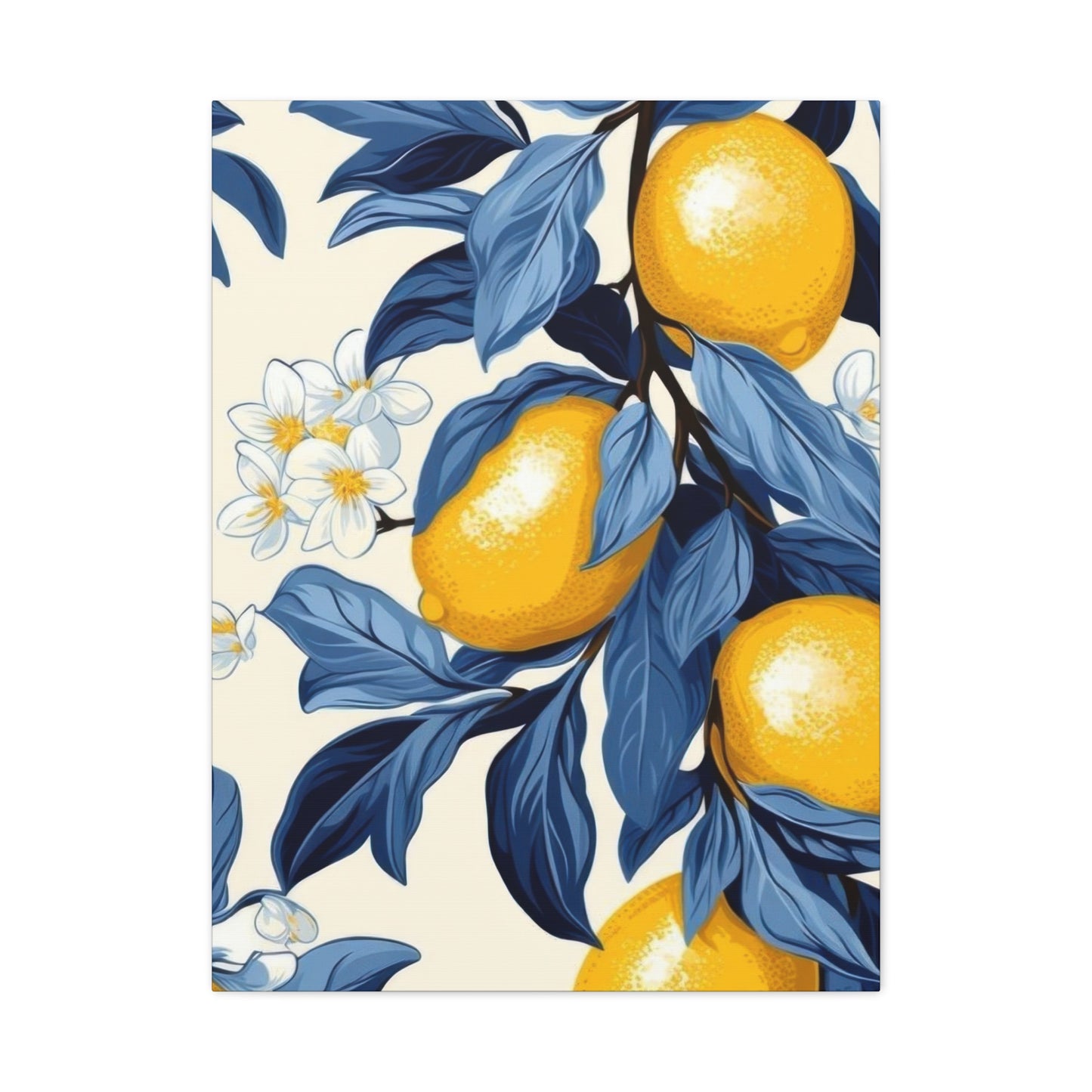 Lemon Blue Leaves Wall Art & Canvas Prints