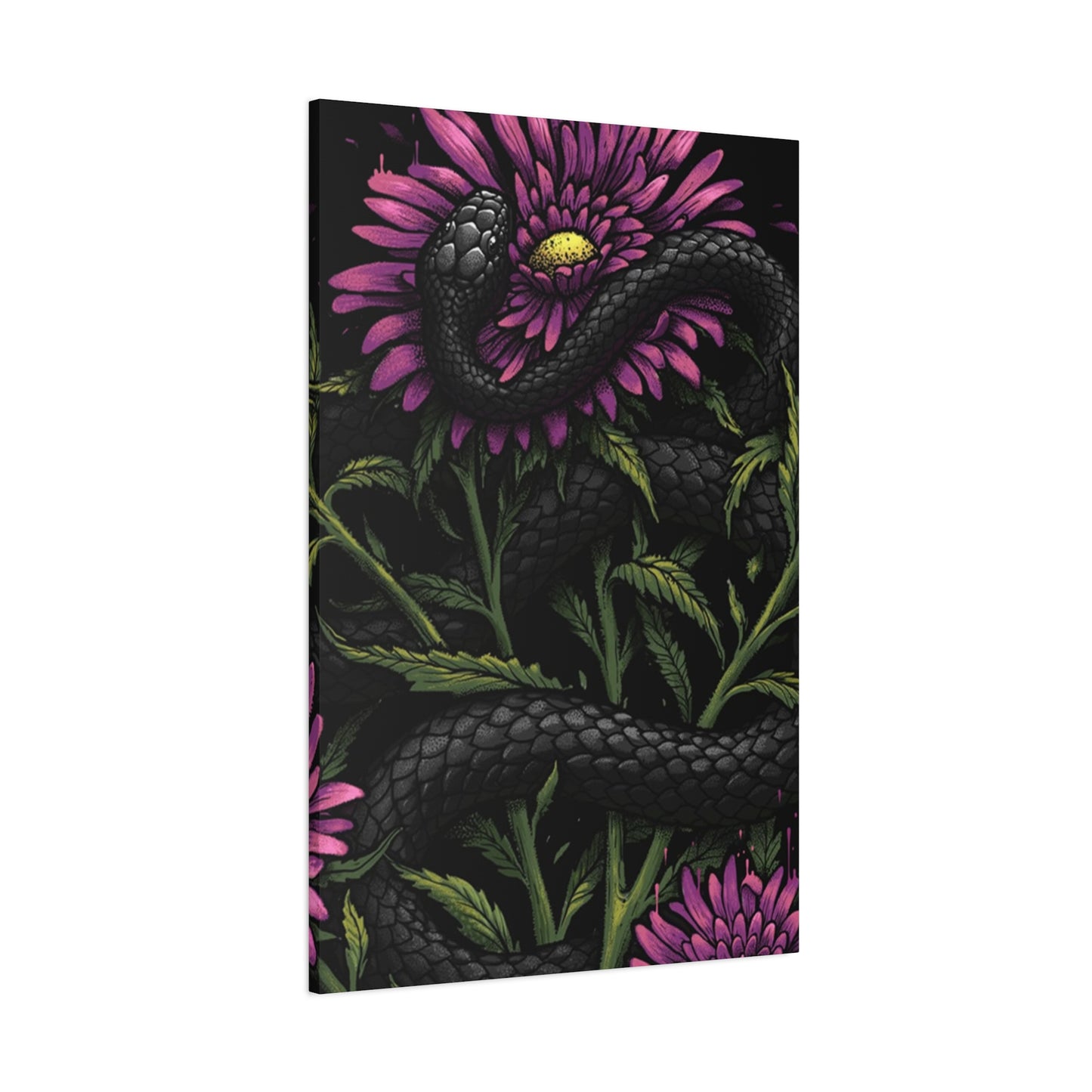 Black Snake On Flower Wall Art & Canvas Prints
