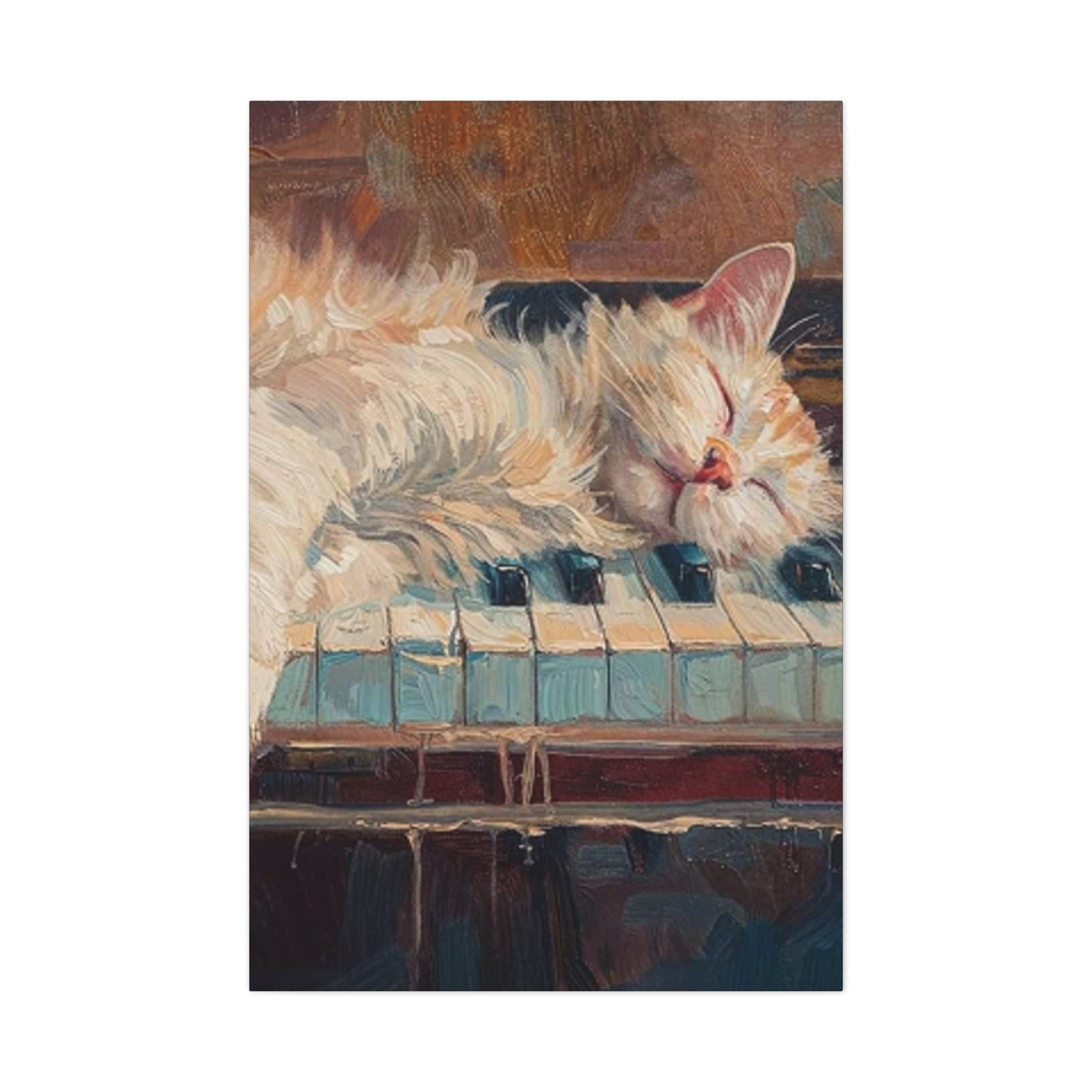 Cat Sleeping On Piano Wall Art & Canvas Prints