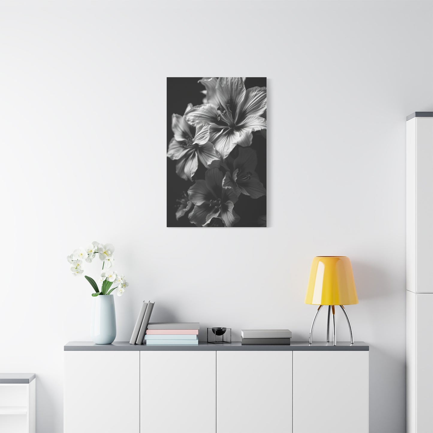 Noir & Blanc Floral Symphony Wall Art & Canvas Print