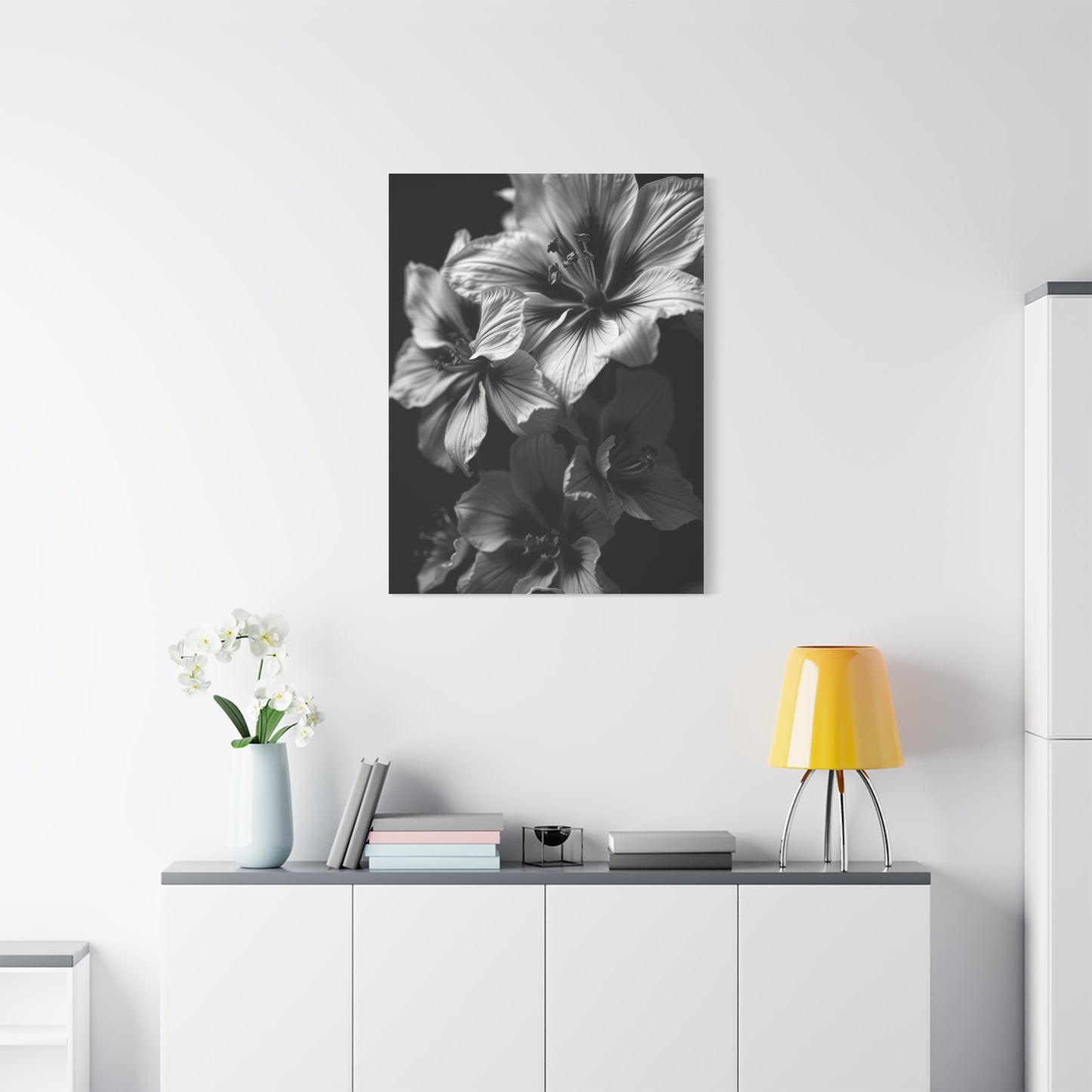Noir & Blanc Floral Symphony Wall Art & Canvas Print