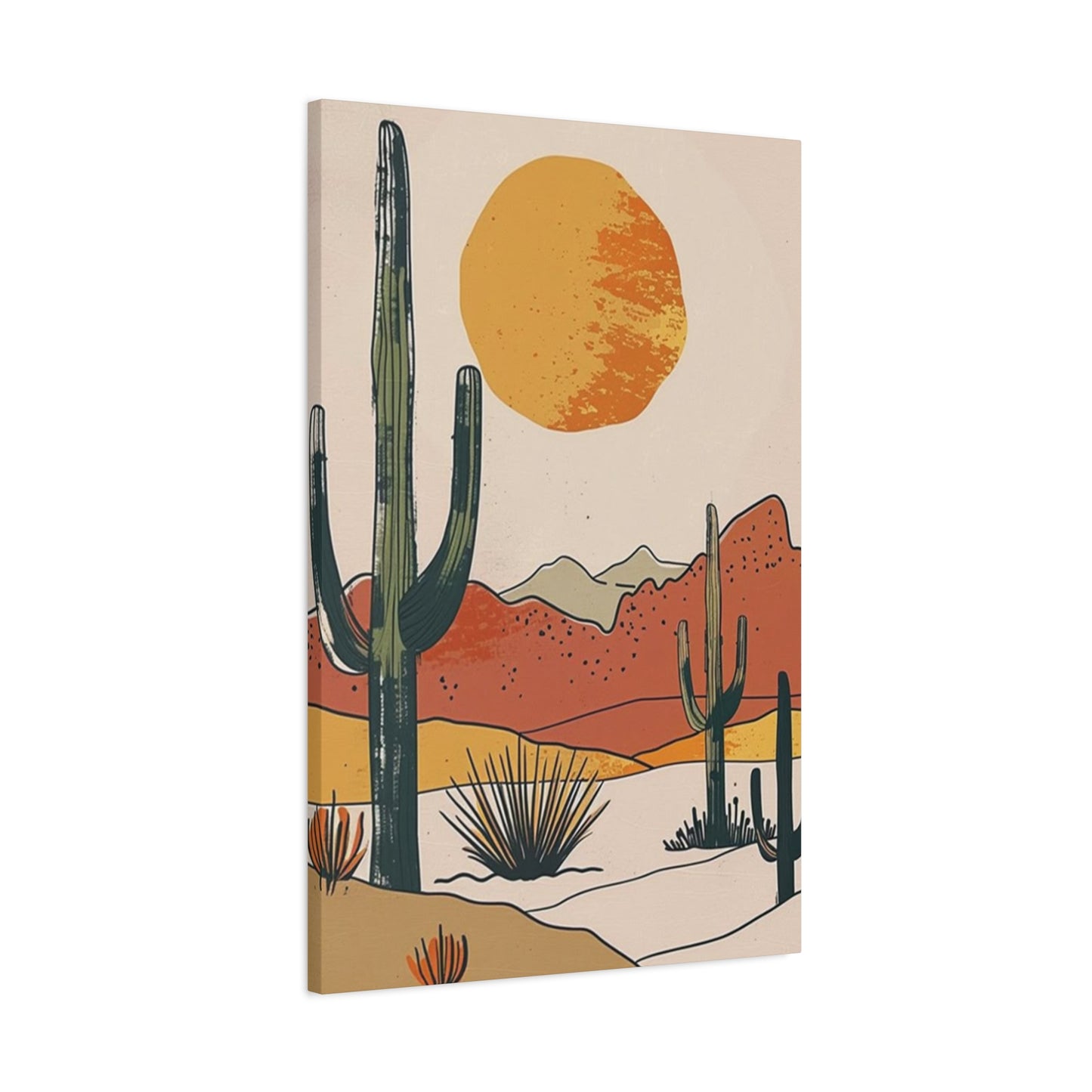 Arizona Cactus Mountain Drawing Wall Art & Canvas Prints