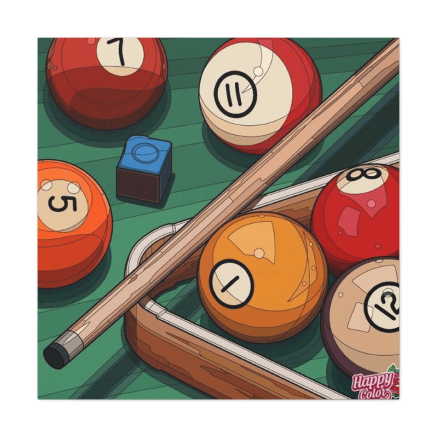 Billiard table, Balls and Cue Wall Art & Canvas Prints