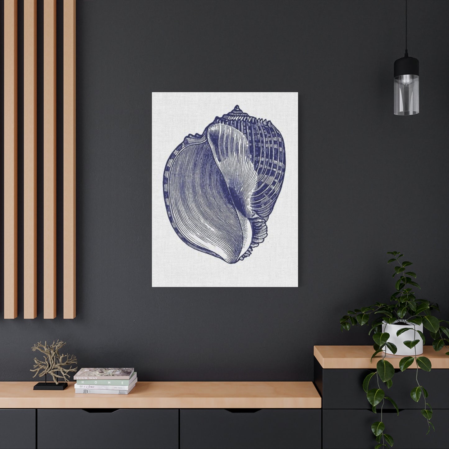 Beautiful Blue Shell Shape Drawing Wall Art & Canvas Prints