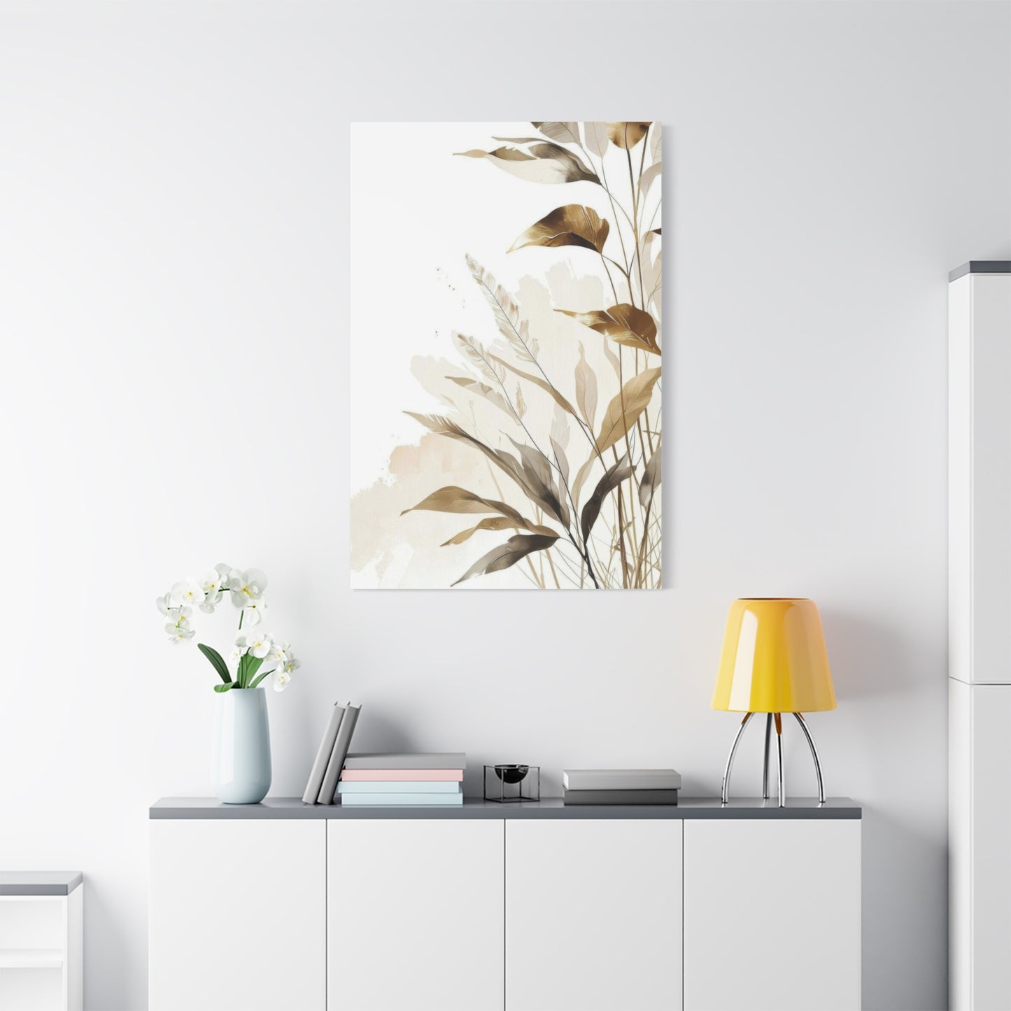 Golden Leaves and Feathers Wall Art & Canvas Prints