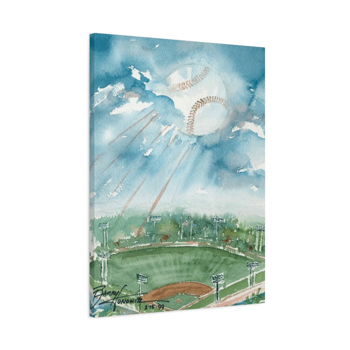 Baseball Water Painting Wall Art & Canvas Prints