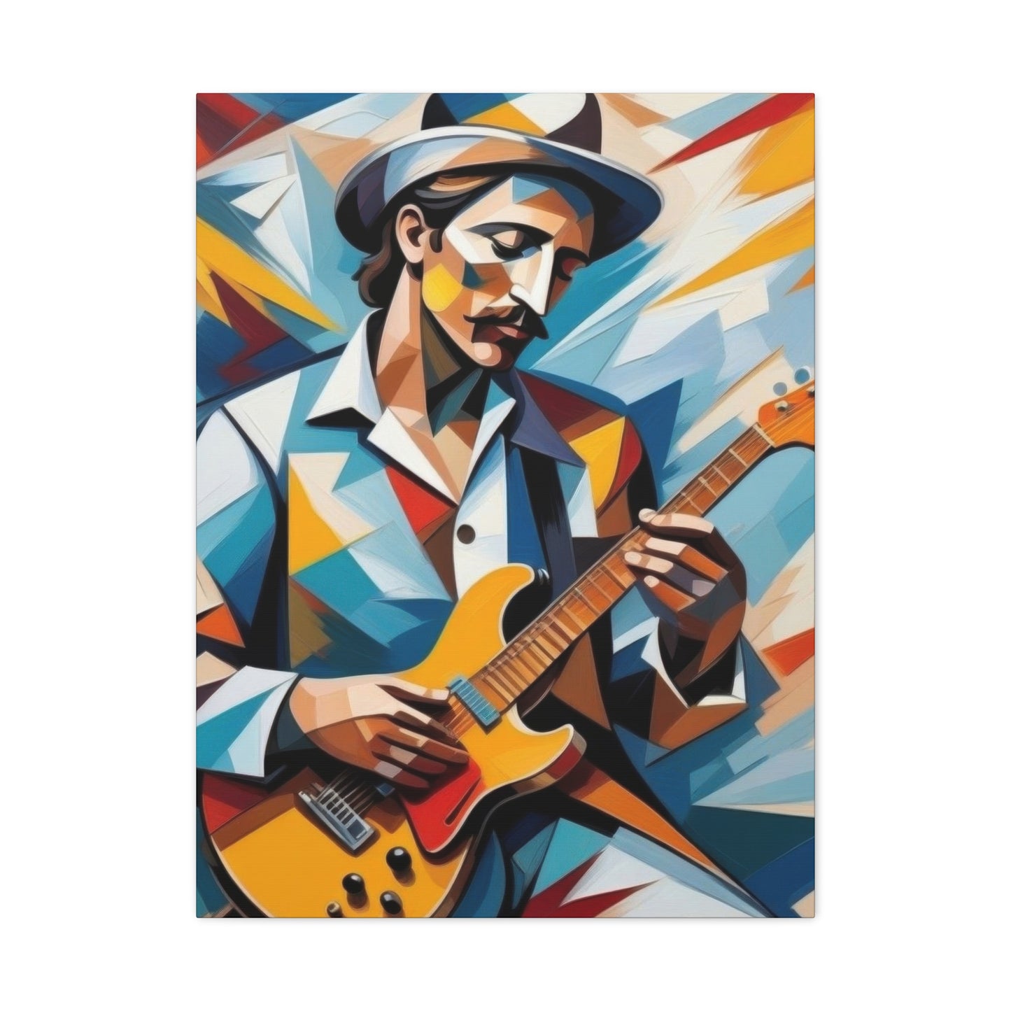 Man Playing Guitar Cubism Wall Art & Canvas Prints