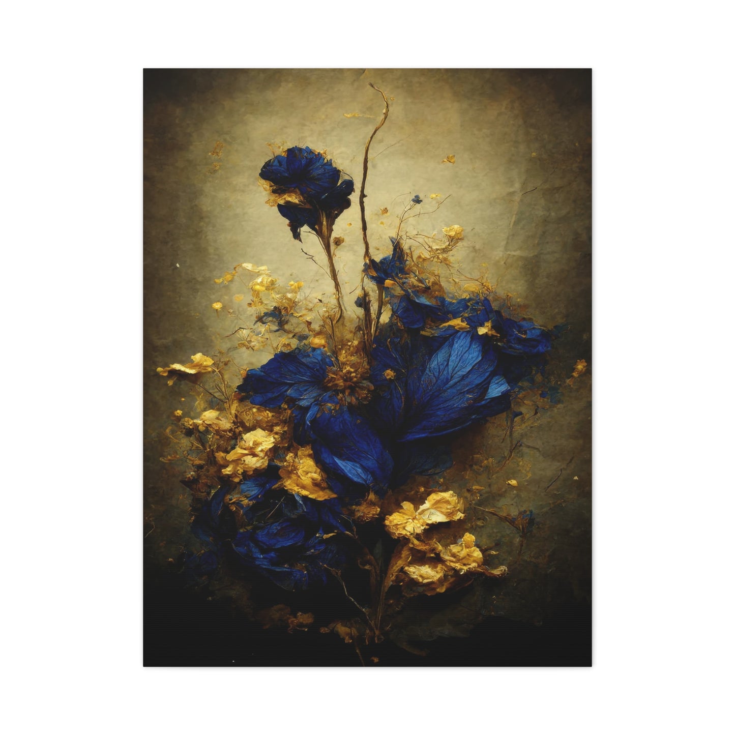 Blue and Gold Bouquet Wall Art & Canvas Prints