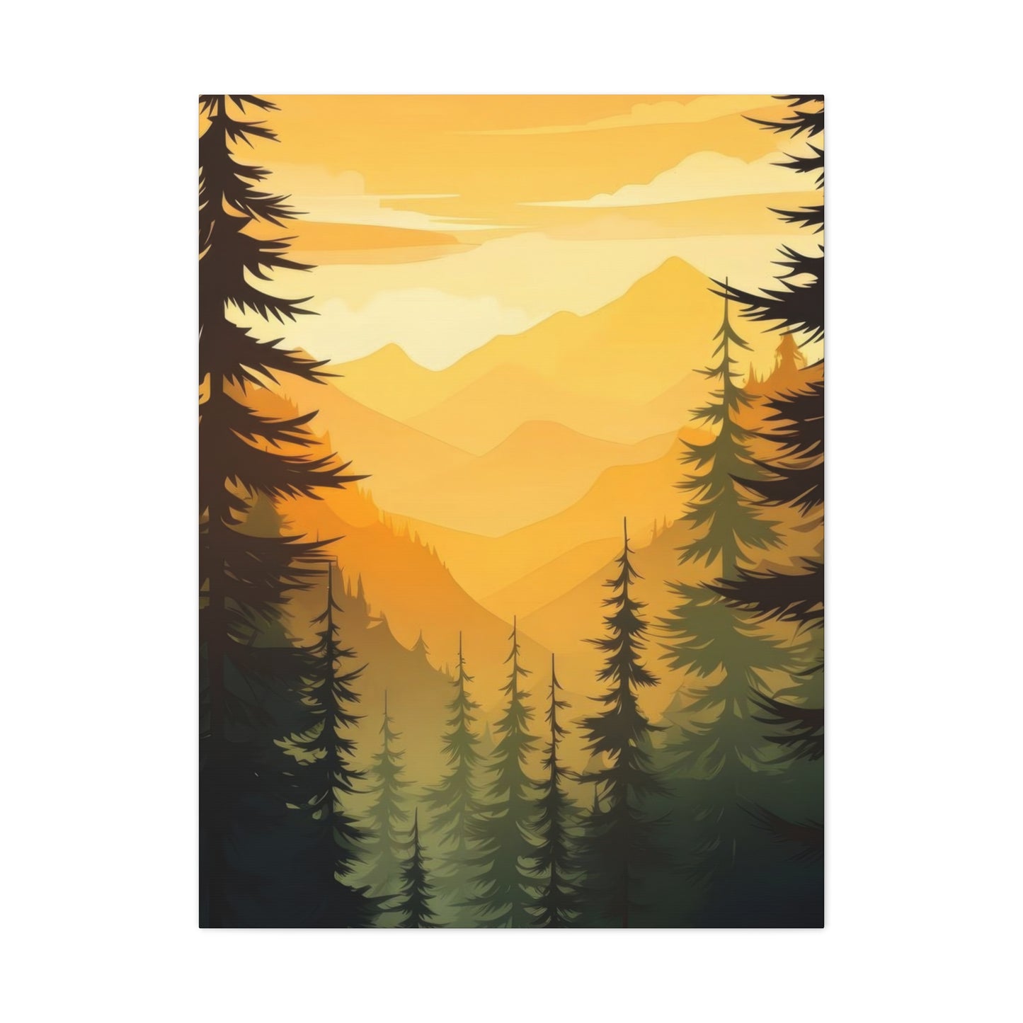 Sunset In Forest Wall Art & Canvas Prints
