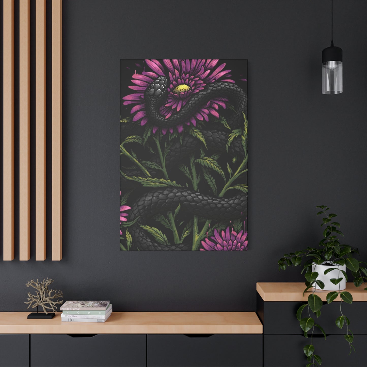 Black Snake On Flower Wall Art & Canvas Prints