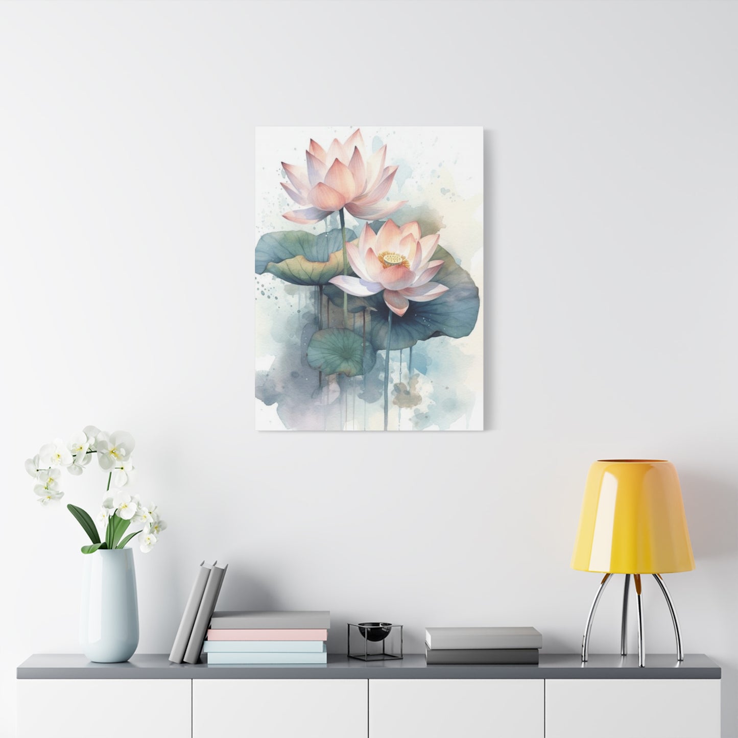 White Lotus Painting Wall Art & Canvas Prints