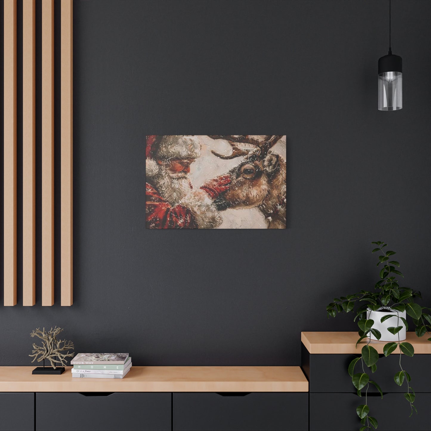 Santa Claus And Reindeer Wall Art & Canvas Prints