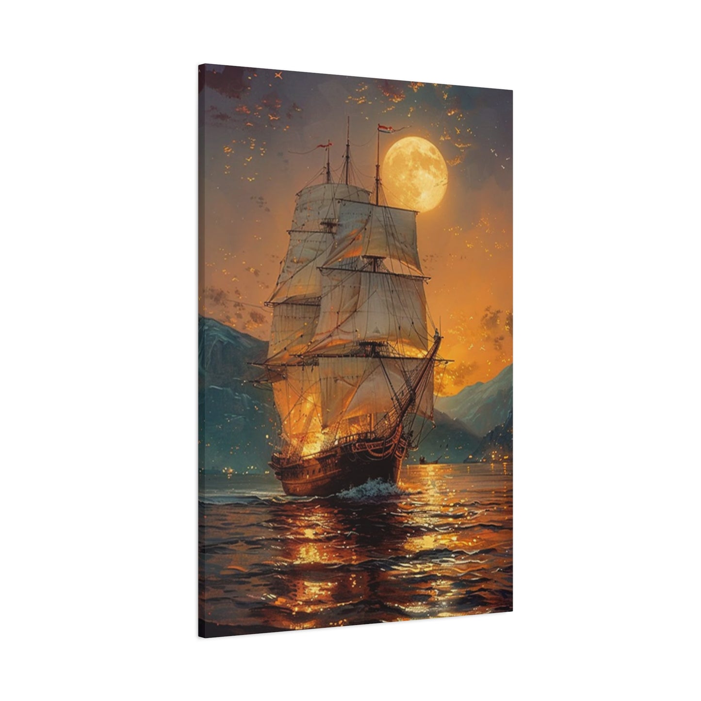 Ship Sailing In Evening Wall Art & Canvas Prints