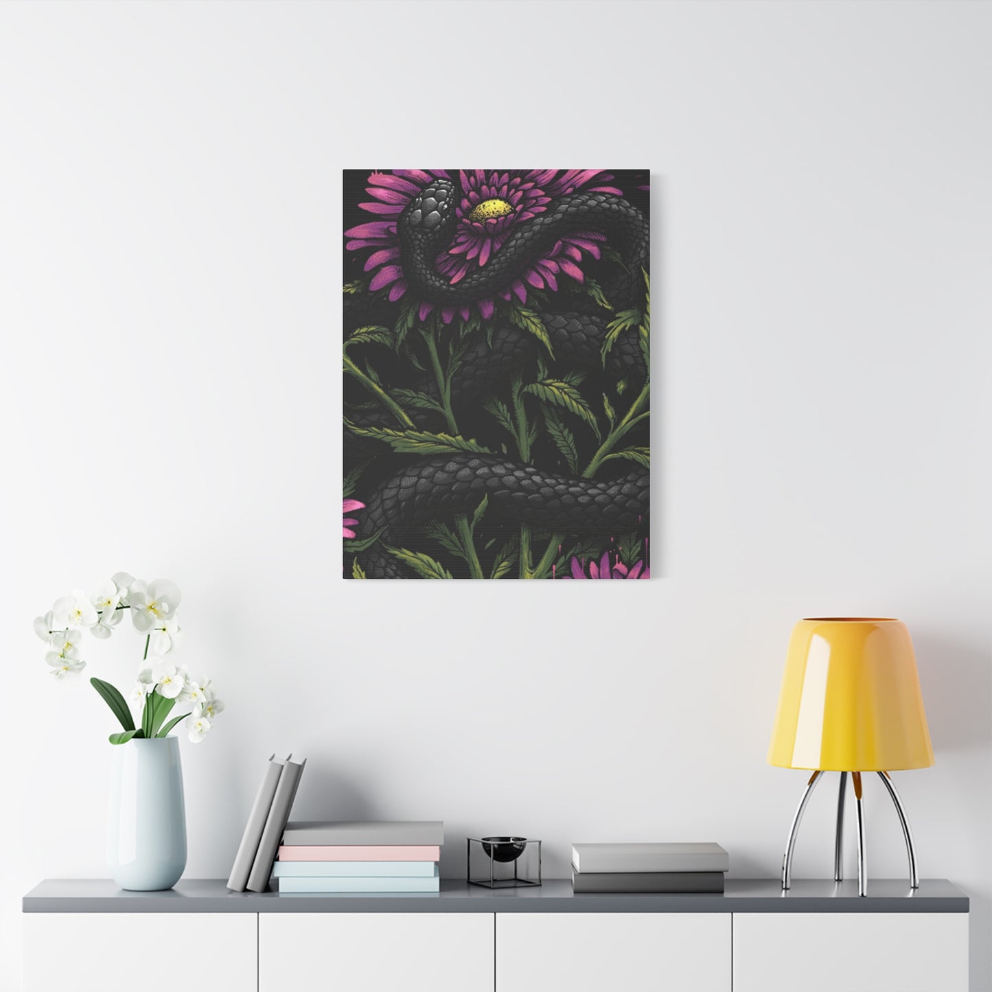 Black Snake On Flower Wall Art & Canvas Prints