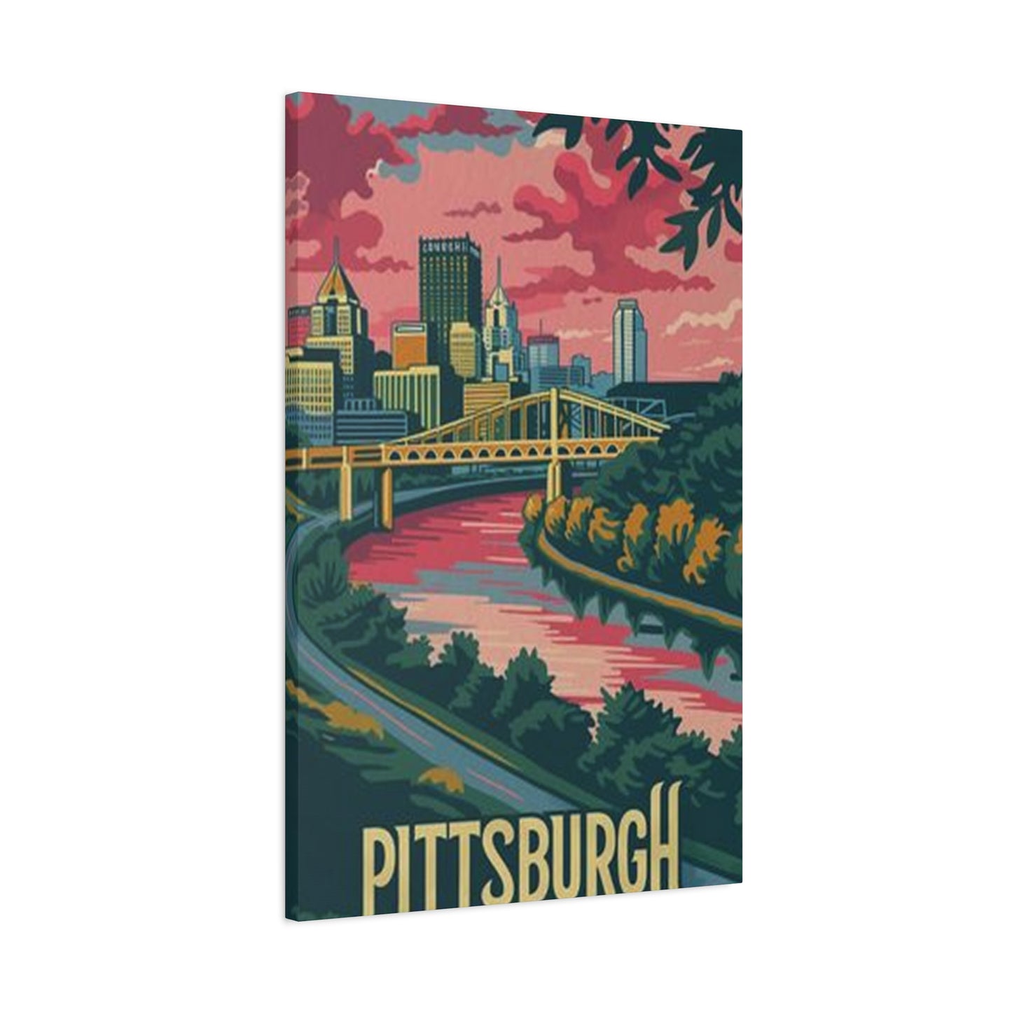 Pink Sky Pittsburgh Poster Wall Art & Canvas Prints