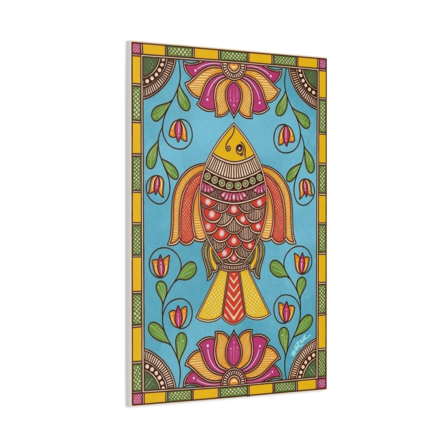 Vibrant Madhubani Fish Wall Art & Canvas Prints