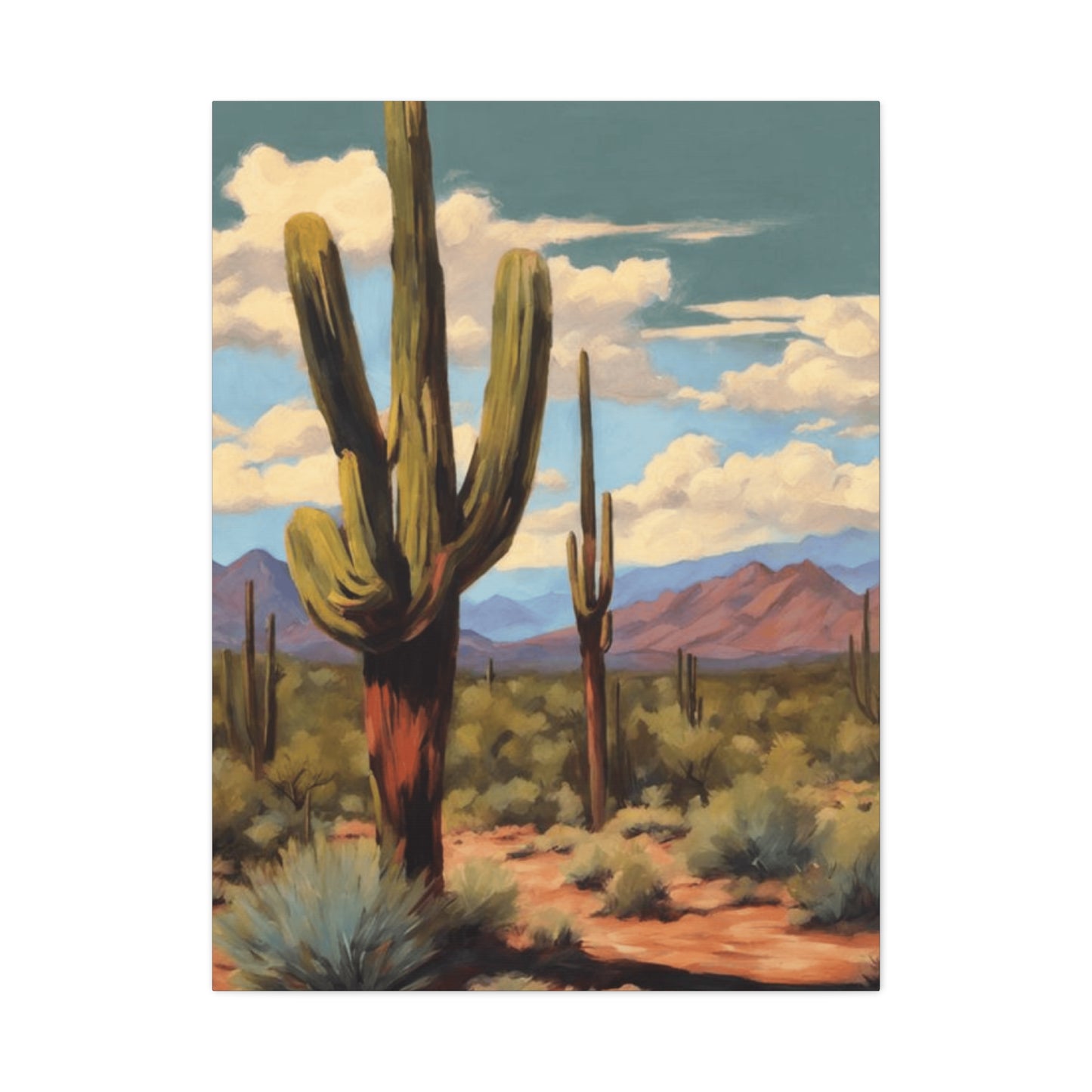 Cactus Standing in Desert Painting Wall Art & Canvas Prints