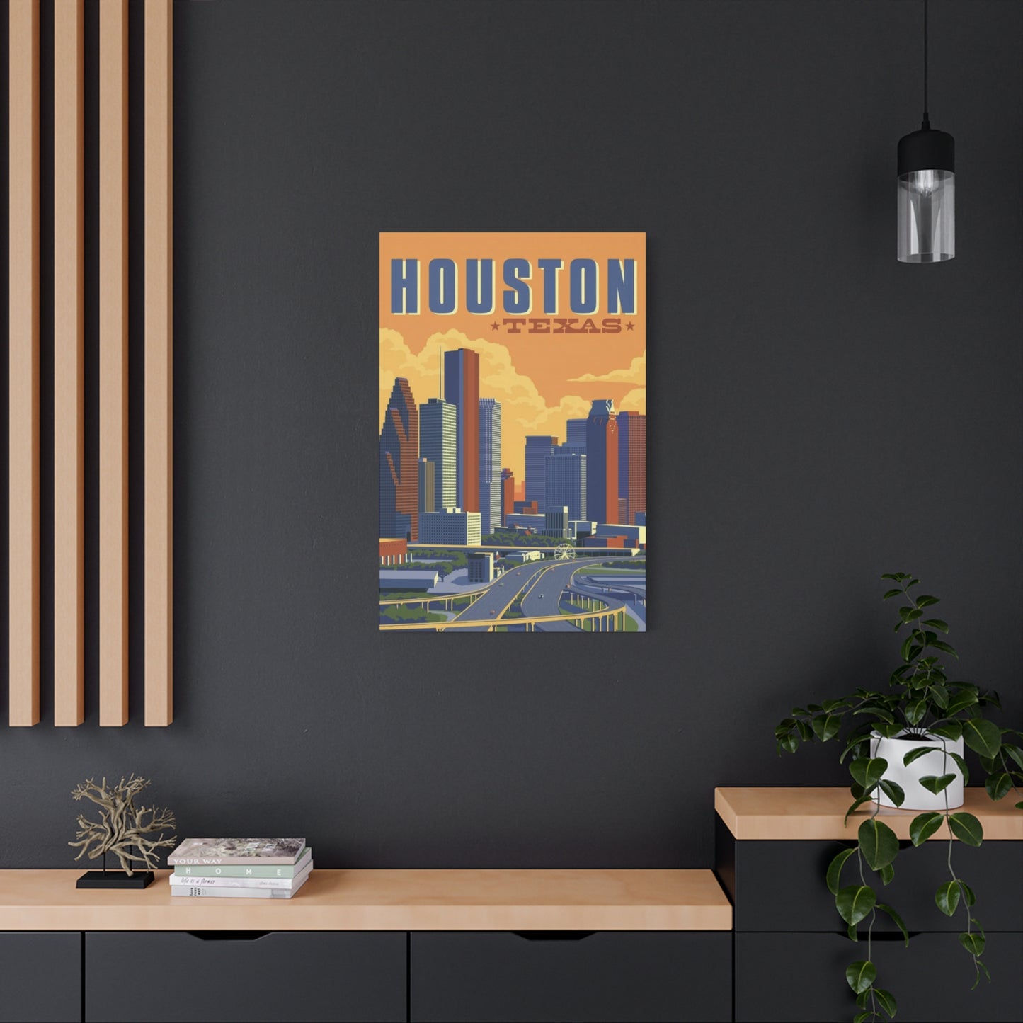Houston Skyline Vintage Wall Art & Canvas Prints