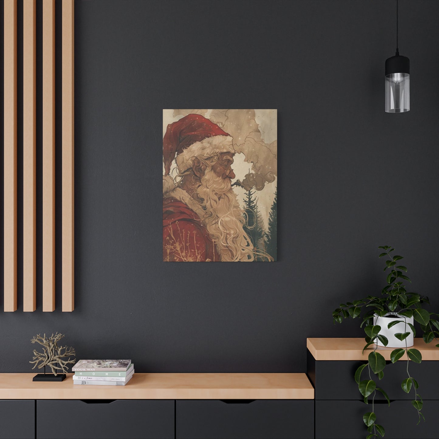 Santa Claus Smoking Painting Wall Art & Canvas Prints