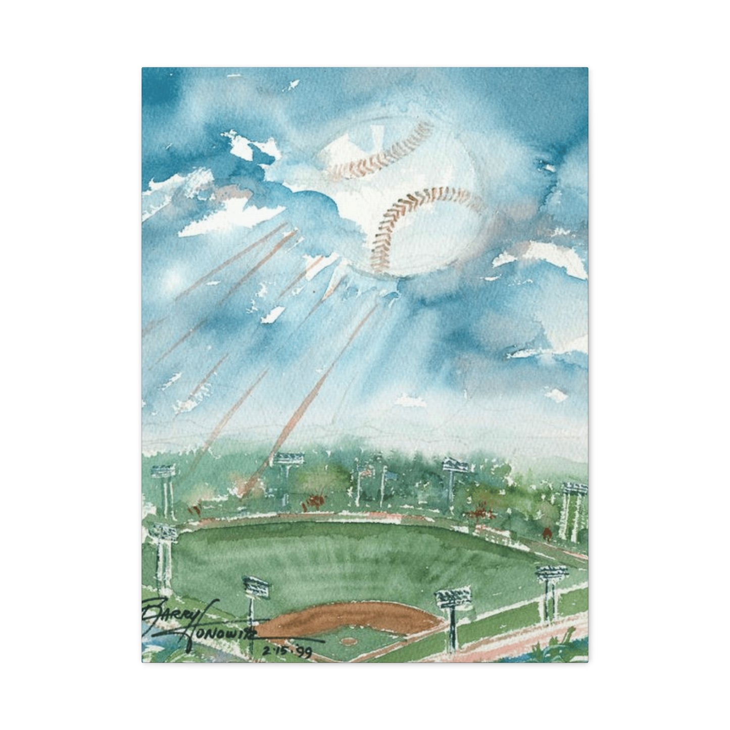 Baseball Water Painting Wall Art & Canvas Prints