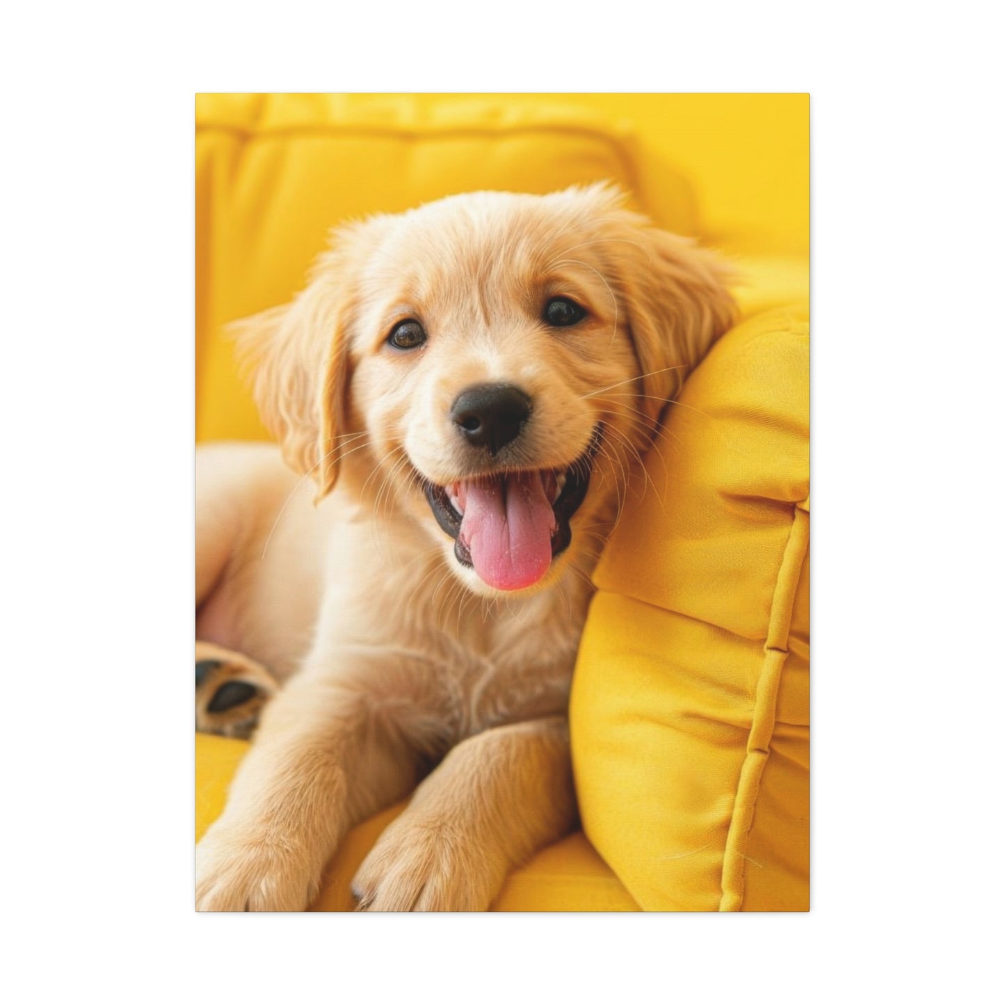 Golden Retriever On Sofa Dog Wall Art & Canvas Prints