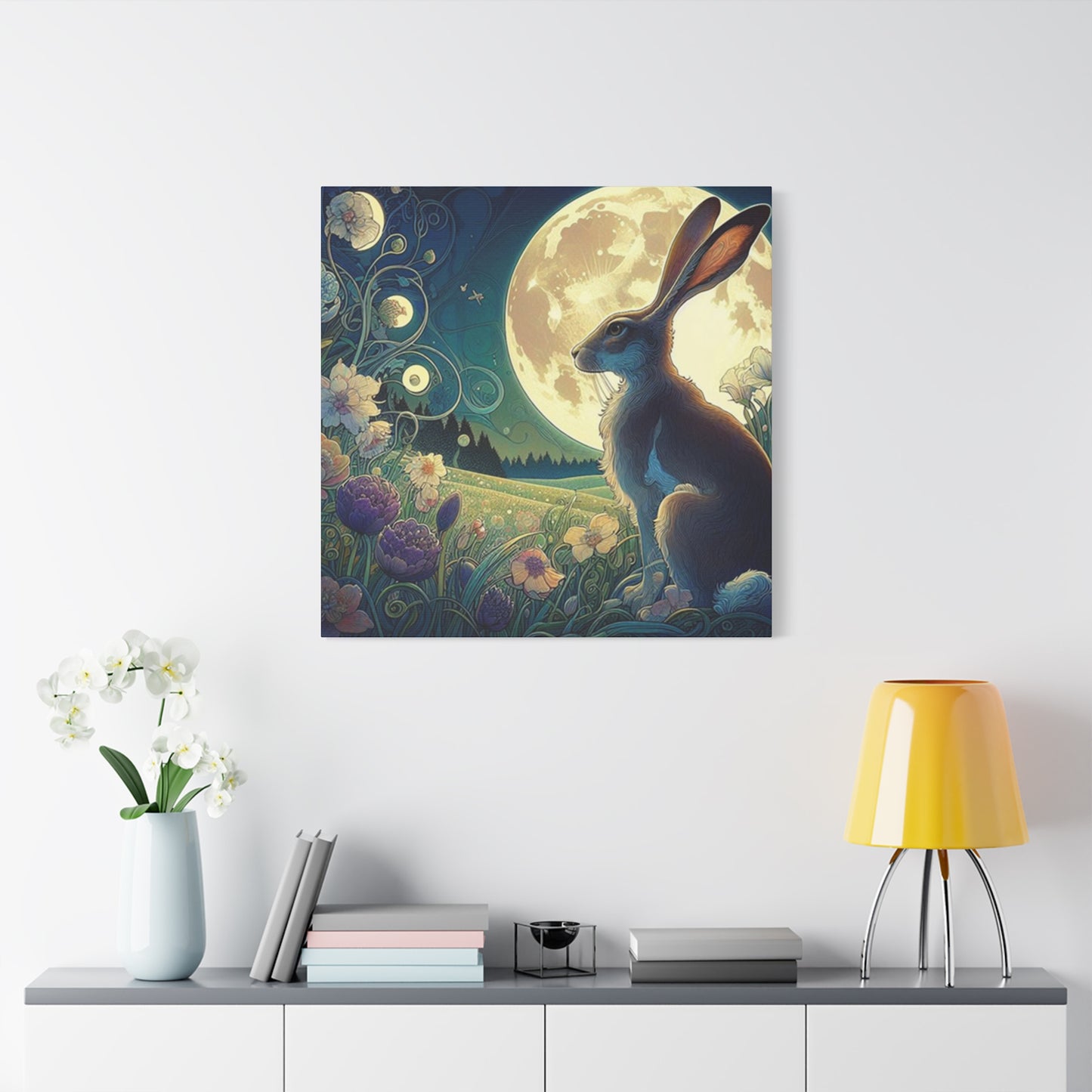 Full Moon And The Rabbit Wall Art & Canvas Prints