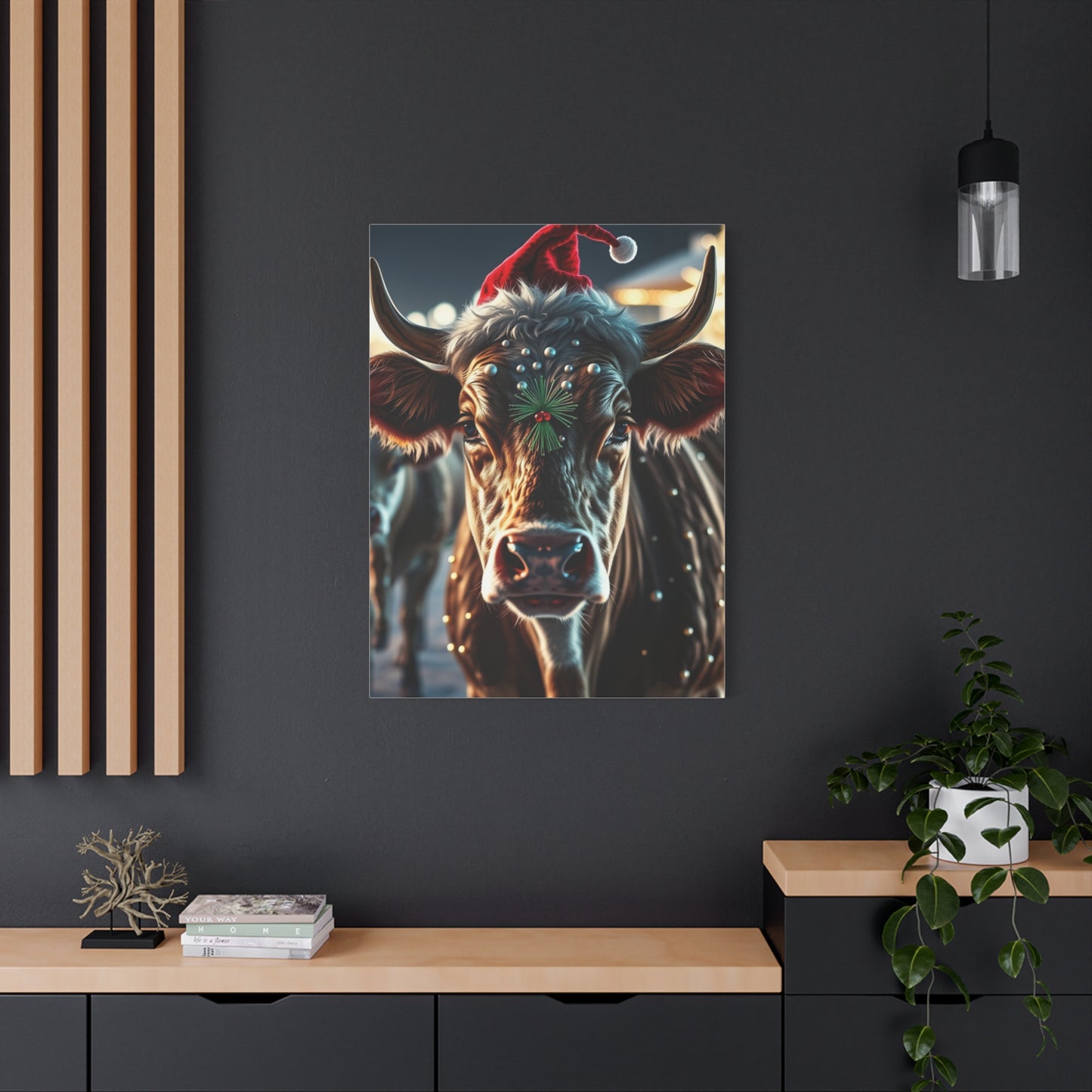 Yuletide Bovine Elegance Canvas wall art & canvas print