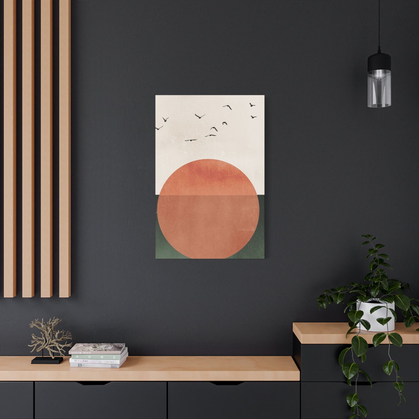 Big sun and Flying Birds Wall Art & Canvas Prints