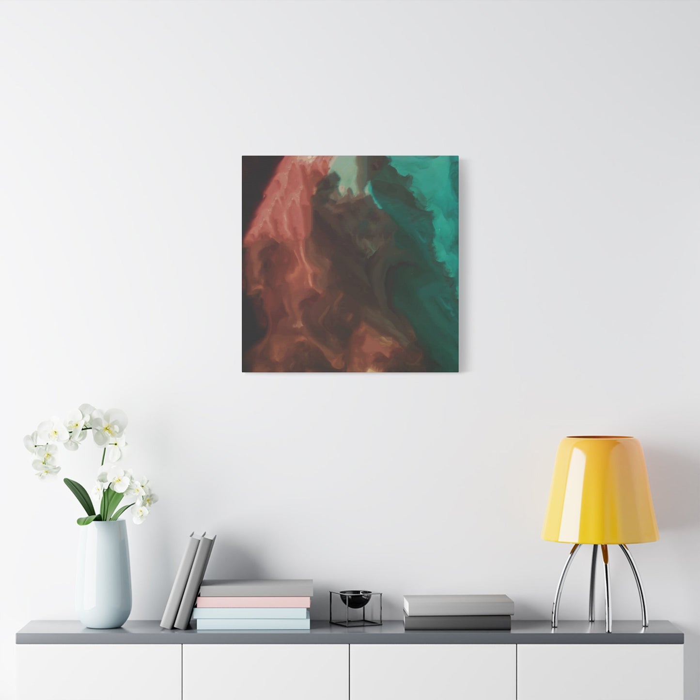 Abstract Teal & Orange Painting Wall Art & Canvas Prints