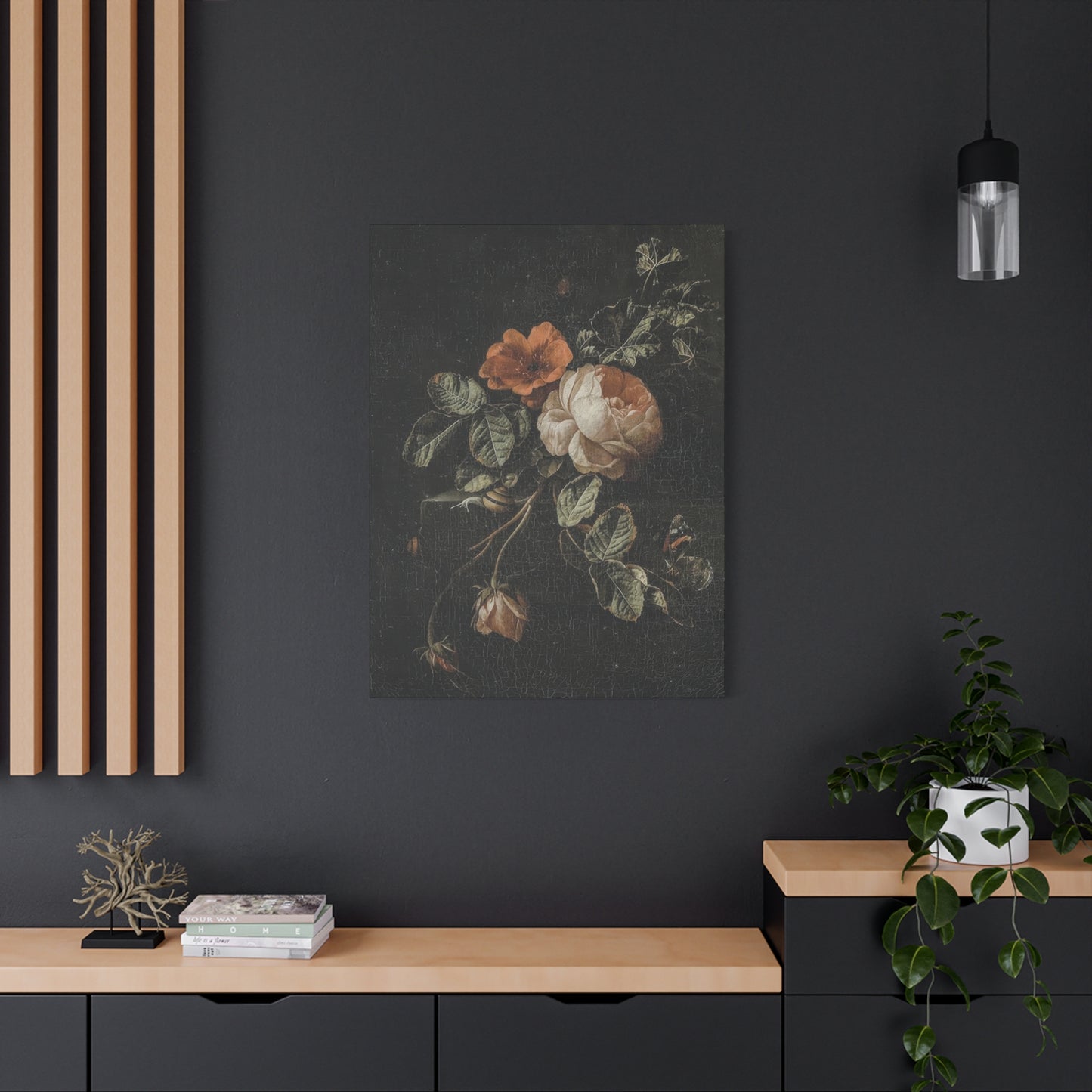 White Red Flower Dark Academia Wall Art & Canvas Prints