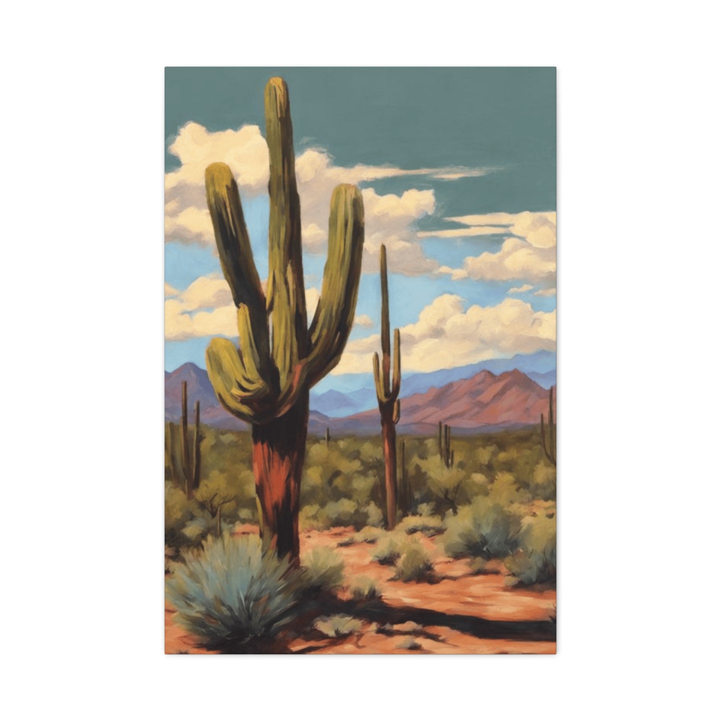 Cactus Standing in Desert Painting Wall Art & Canvas Prints